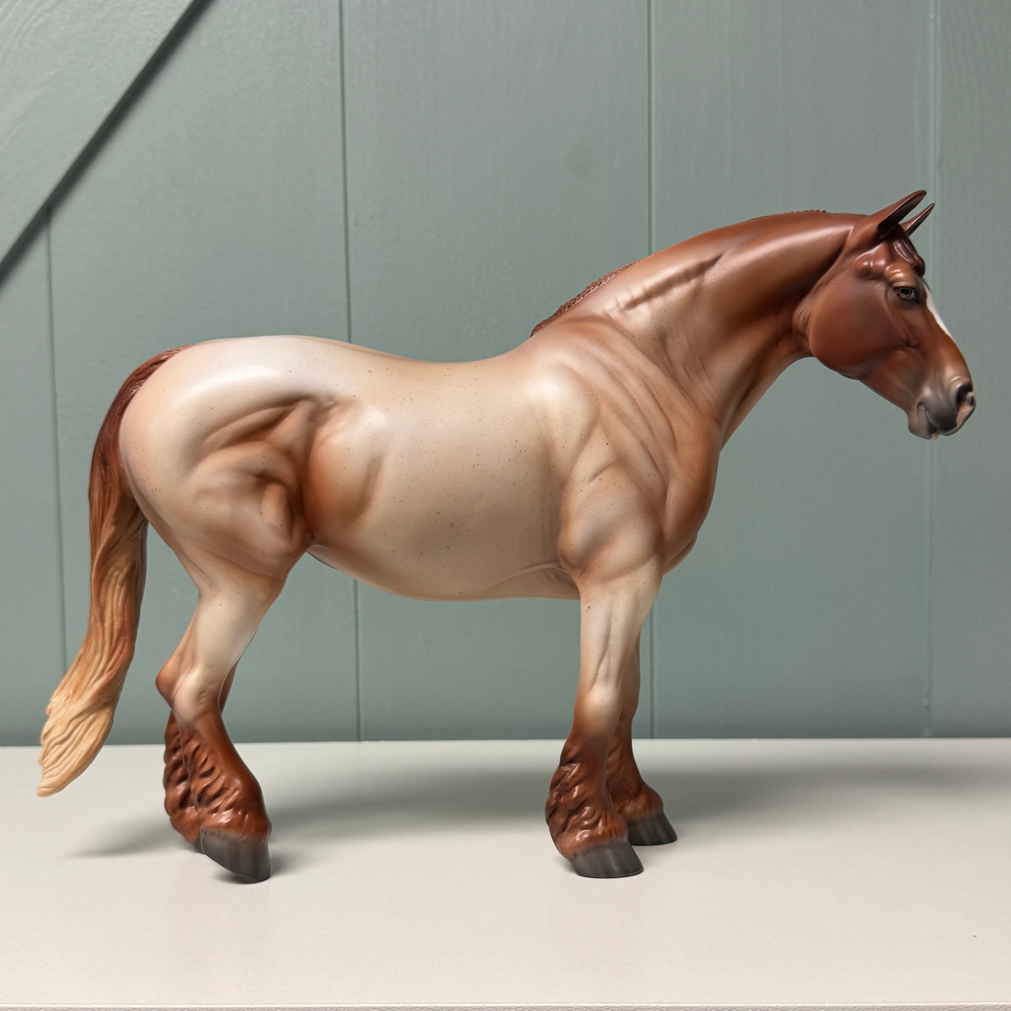 Plastic Flamingo OOAK Red Roan Heavy Draft By Jess Hamill EQ24