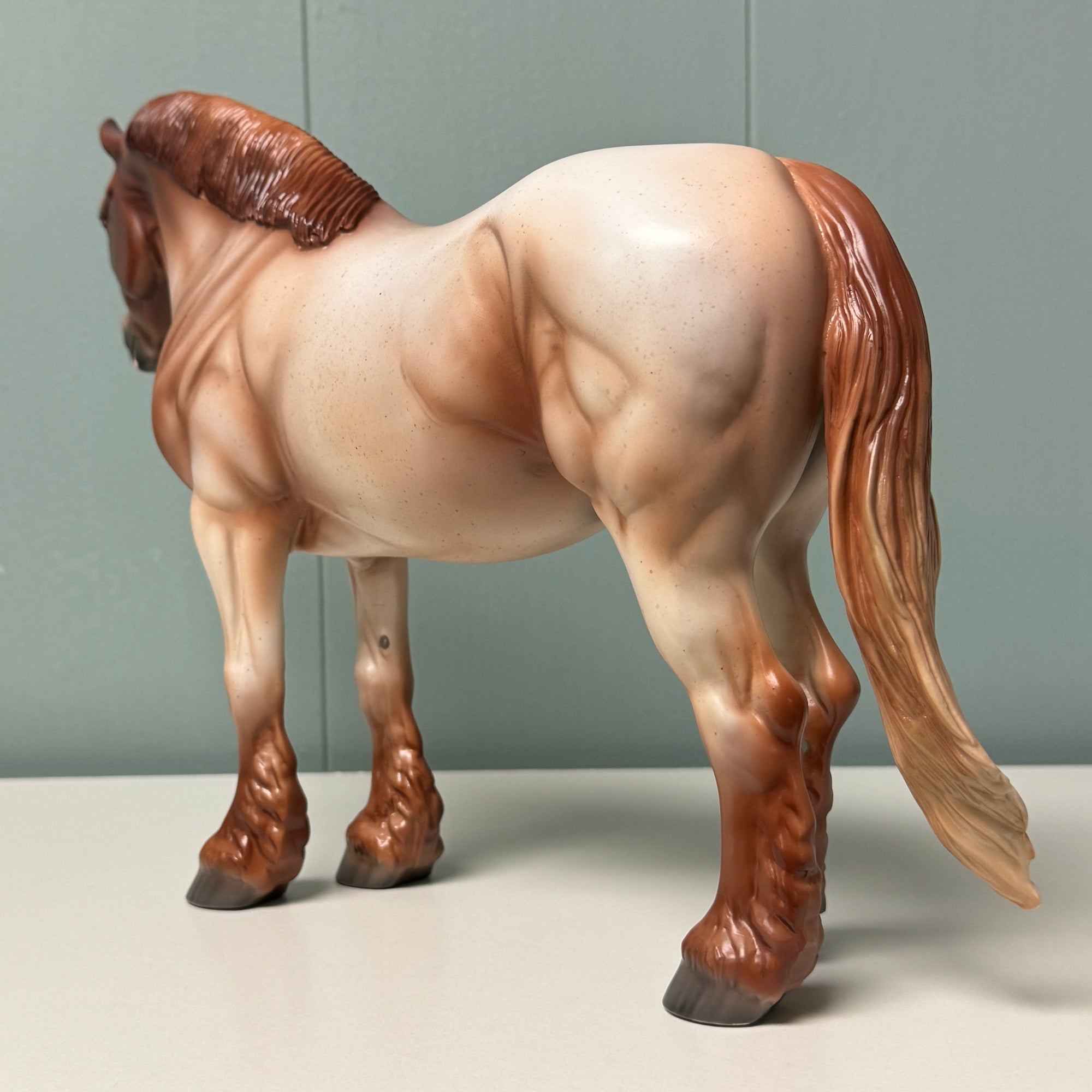 Plastic Flamingo OOAK Red Roan Heavy Draft By Jess Hamill EQ24