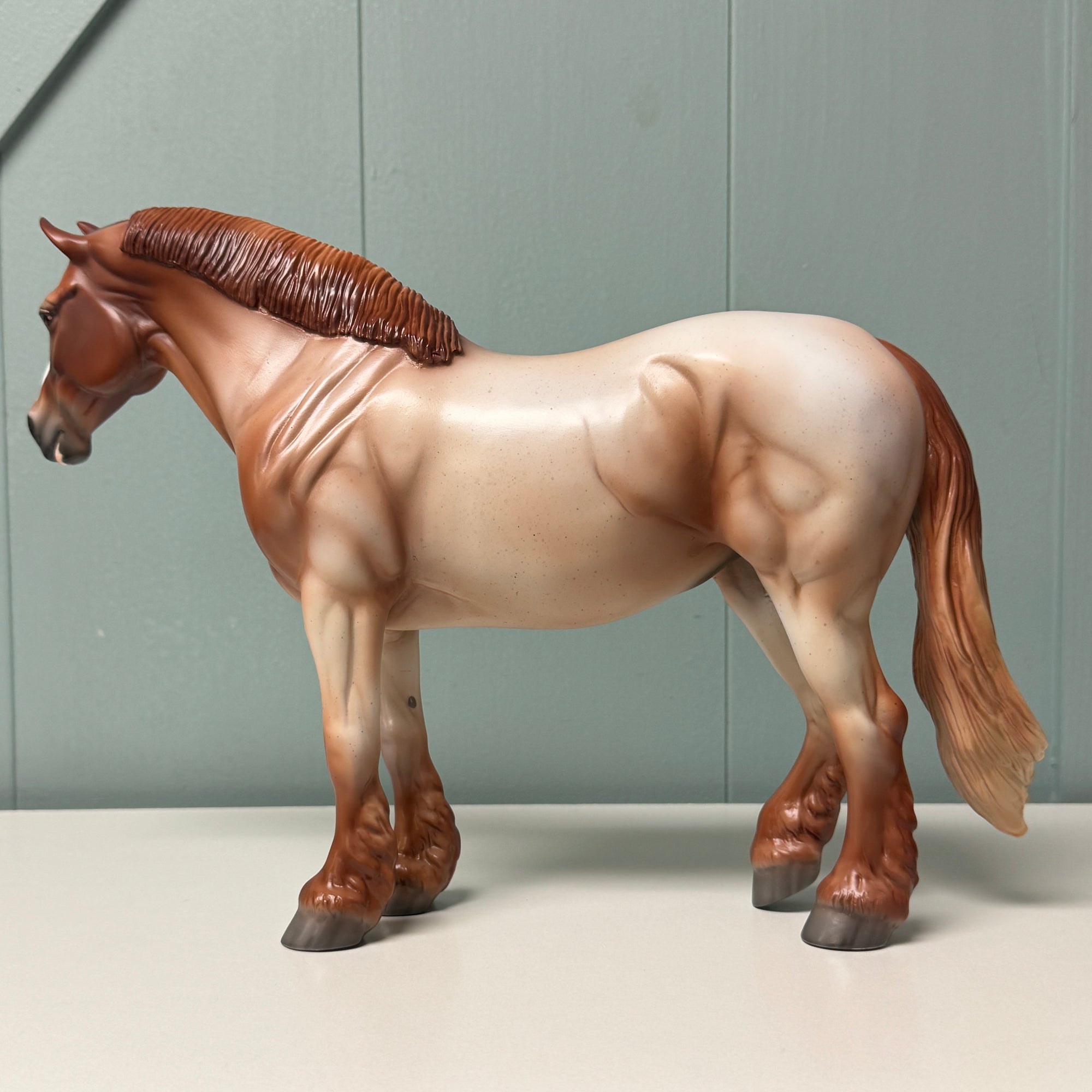 Plastic Flamingo OOAK Red Roan Heavy Draft By Jess Hamill EQ24