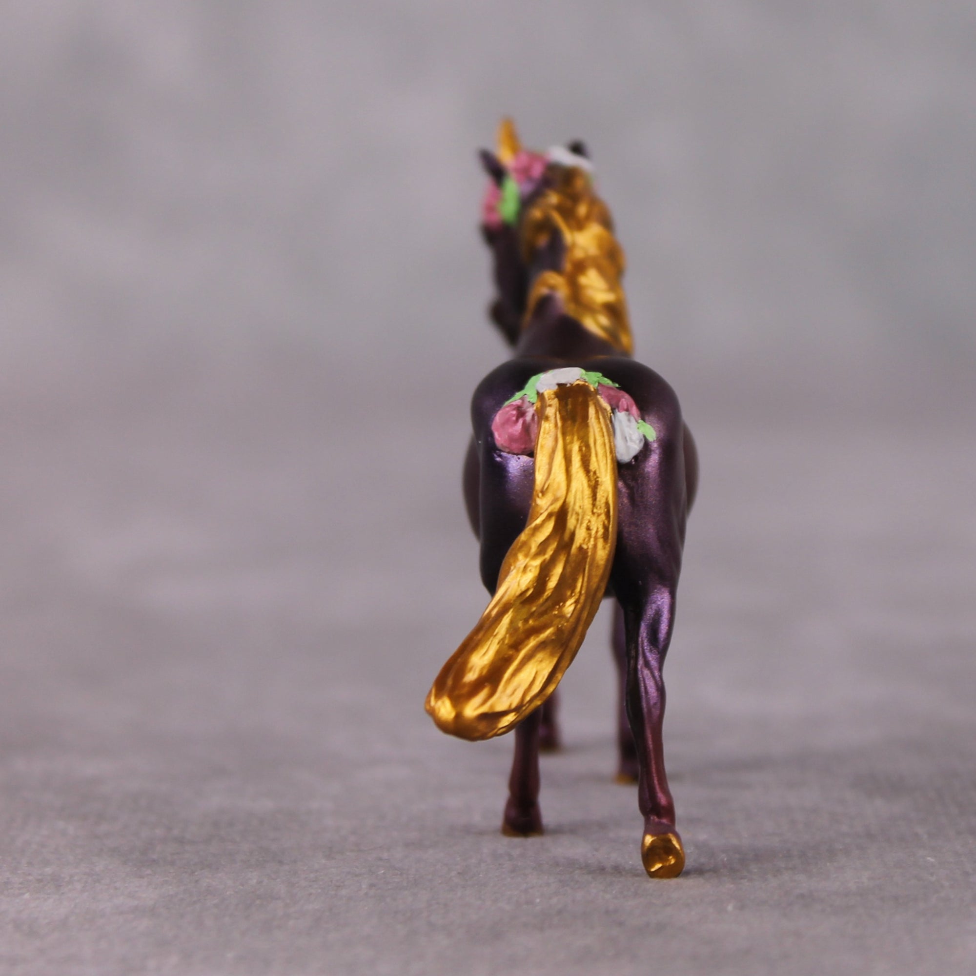 "Este's Sister" OOAK Custom Dark Shimmery Plum Unicorn Pony Chip By Kristin Cermele - Gemstone Series