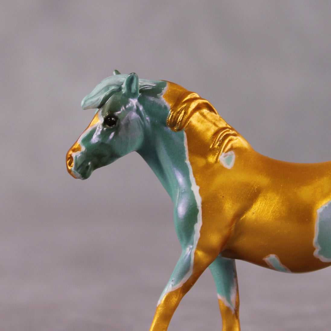 "Edamame" OOAK Teal Shaded Pony Chip By Kristen Cermele - Gemstone Series