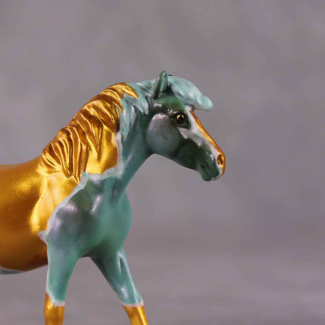 "Edamame" OOAK Teal Shaded Pony Chip By Kristen Cermele - Gemstone Series