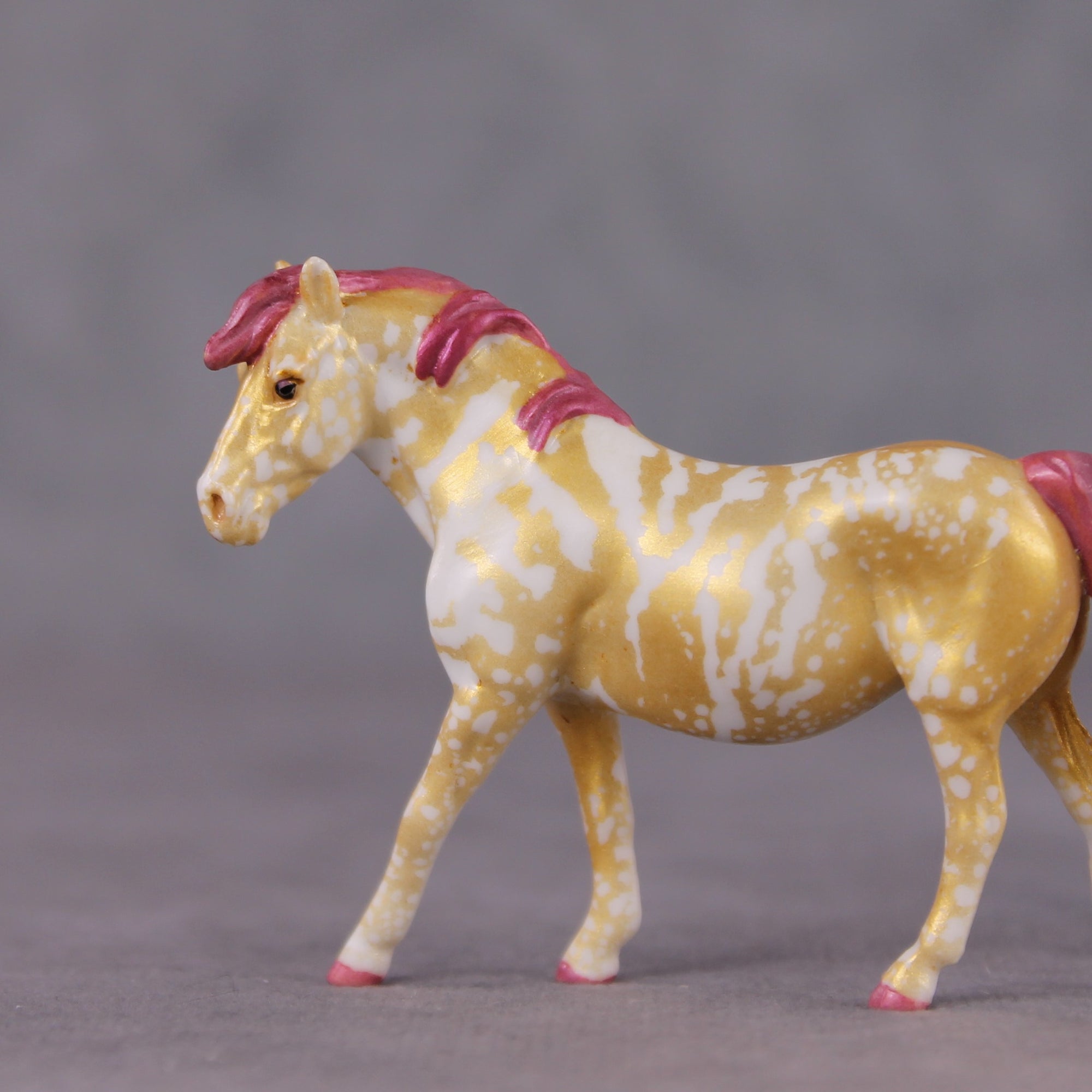 "Strawberry Shortcake" OOAK Custom Gold Splatter Deco Pony Chip By Kristin Cermele - Gemstone Series