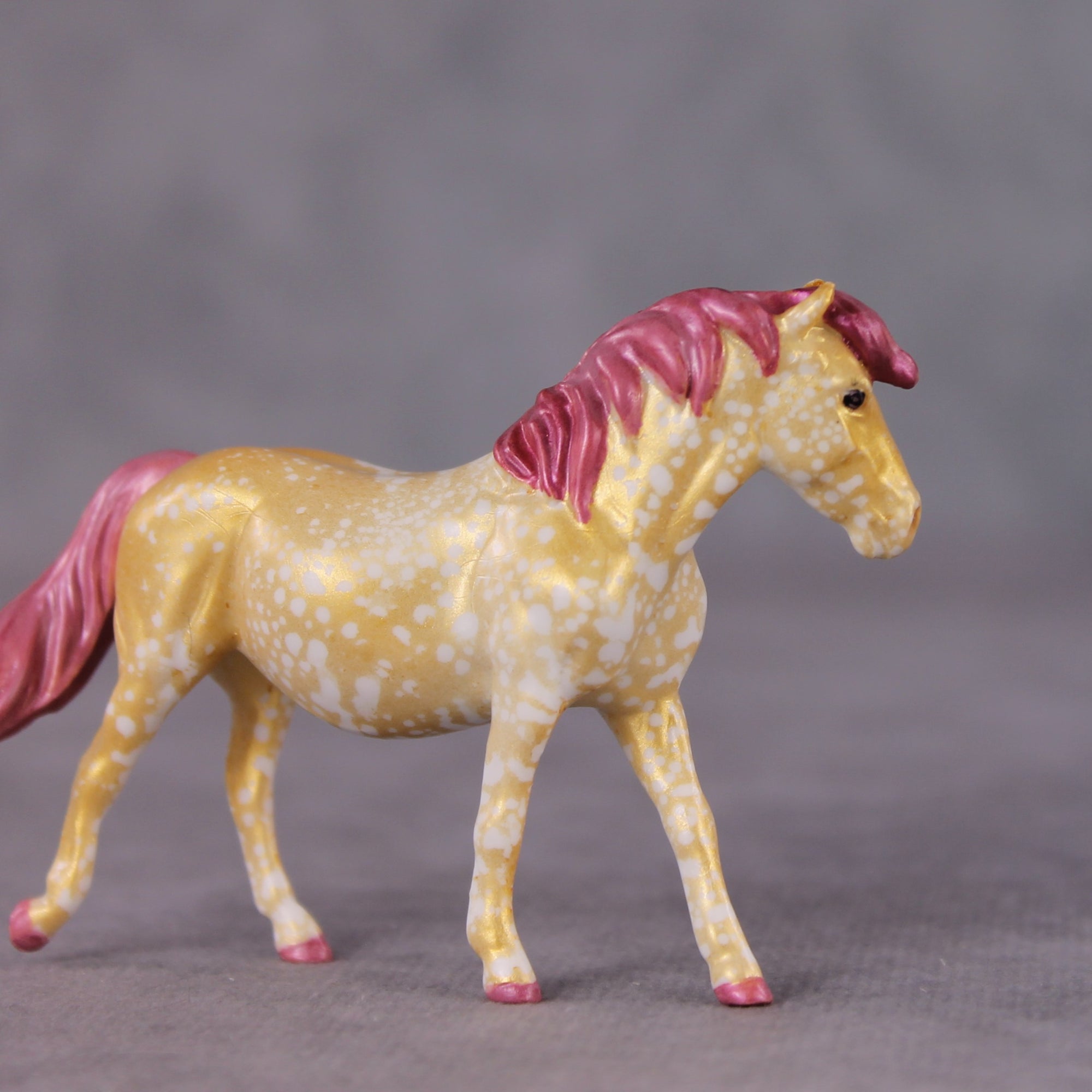 "Strawberry Shortcake" OOAK Custom Gold Splatter Deco Pony Chip By Kristin Cermele - Gemstone Series