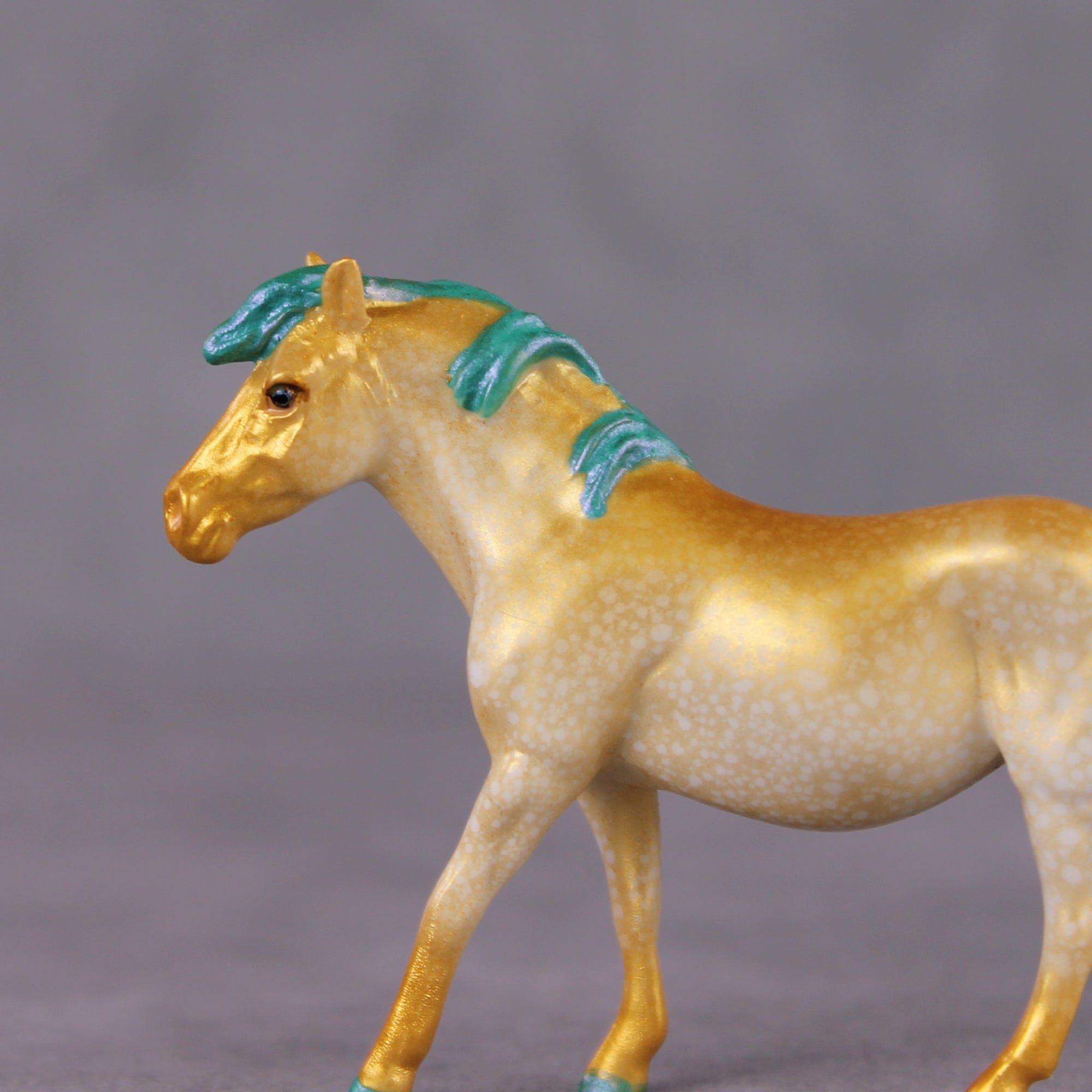 "Midnight Snack" OOAK Gold Splatter Deco Pony Chip By Kristin Cermele - Gemstone Series