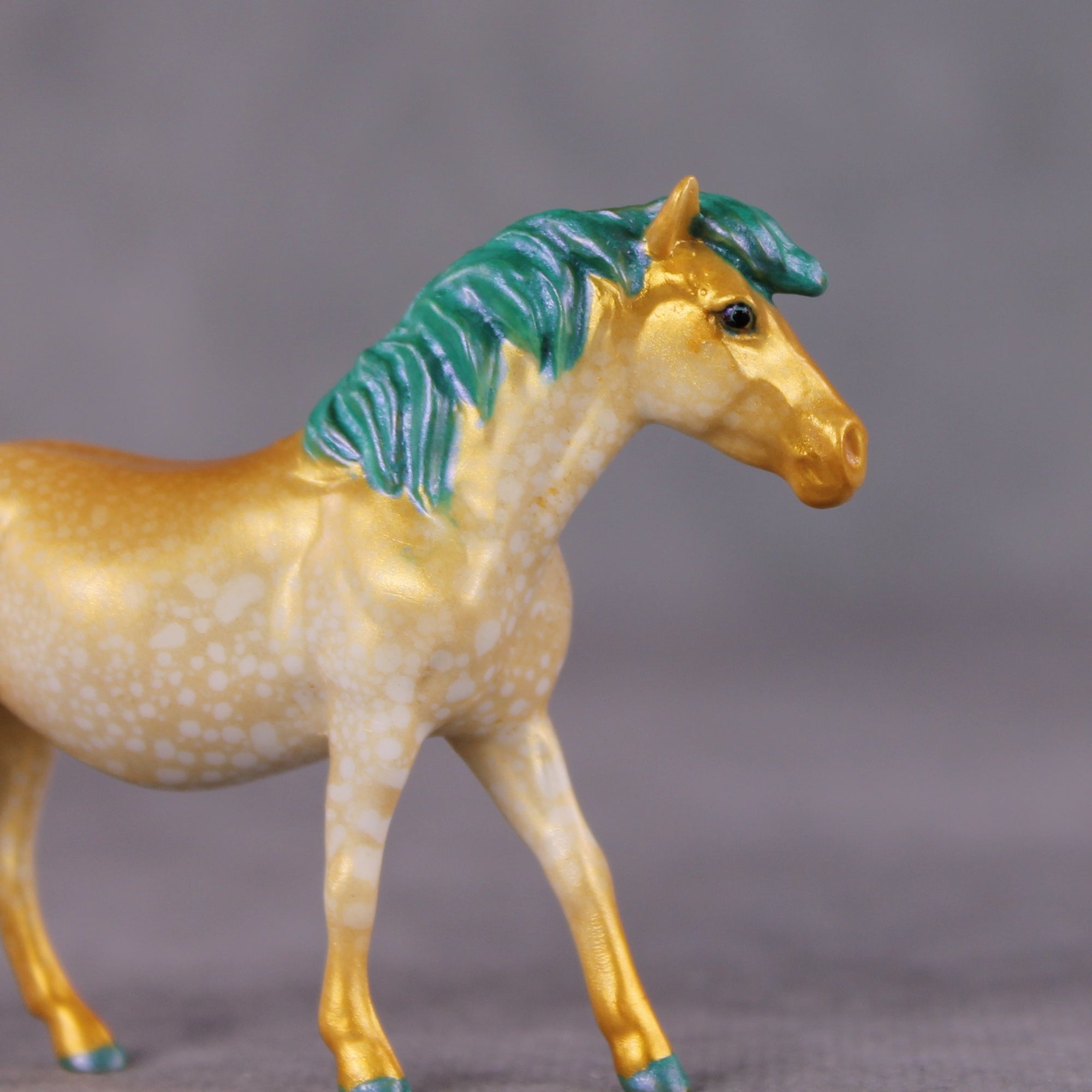 "Midnight Snack" OOAK Gold Splatter Deco Pony Chip By Kristin Cermele - Gemstone Series