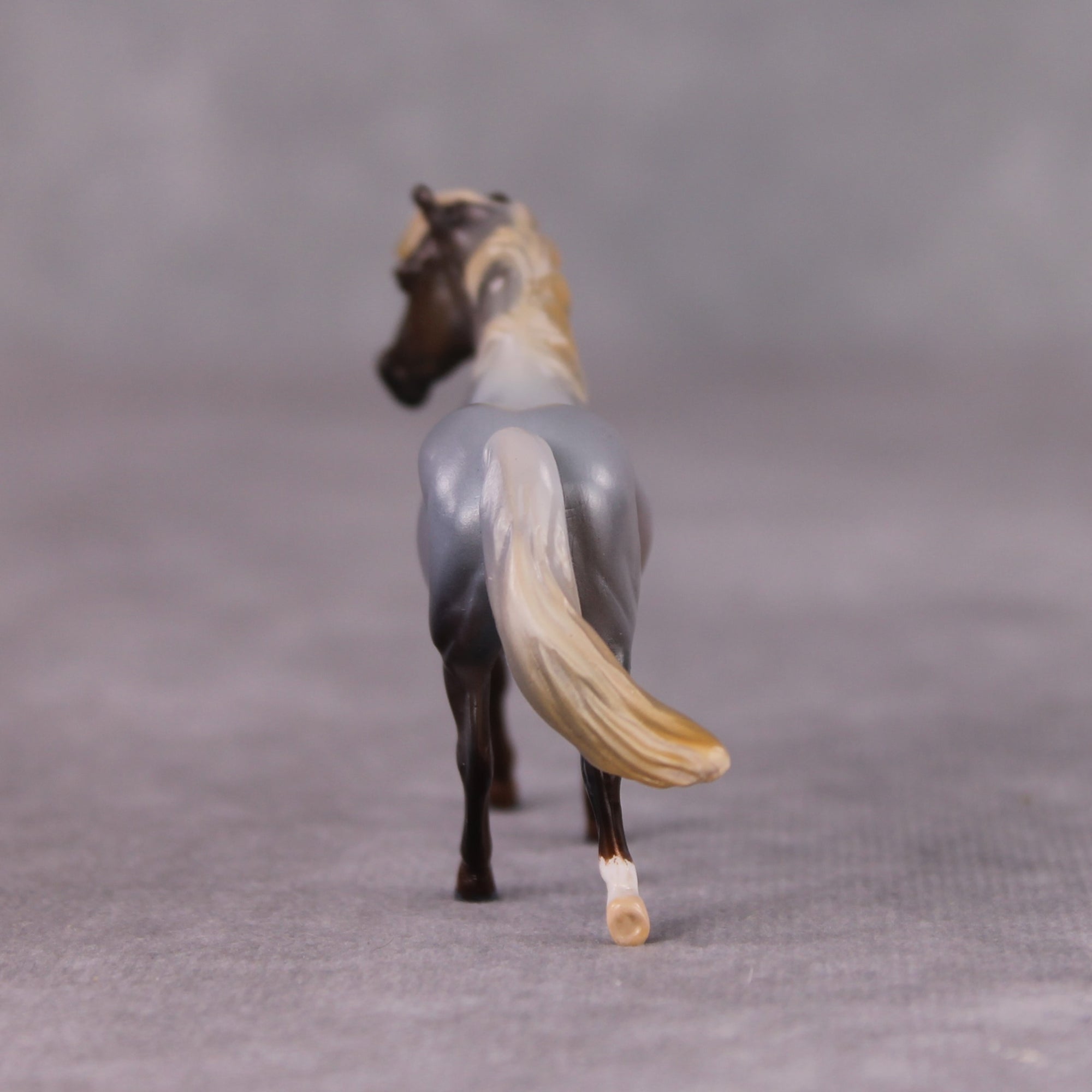 "Funnel Cake" OOAK Silver Black Roan Pony Chip By Kristin Cermele - Gemstone Series
