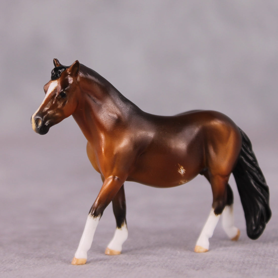 "Olive's Spaghetti" OOAK Custom Shaded Bay Sabino w/ Etched Markings Pony Chip By Kristen Cermele - Gemstone Series