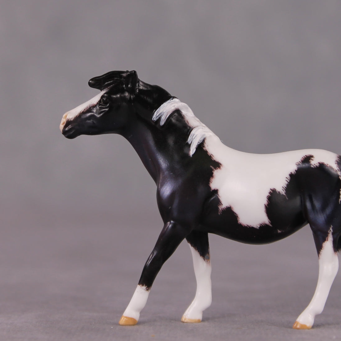 "Breakfast Burrito" OOAK Custom Blue Black Pinto Pony Chip By Kristen Cermele - Gemstone Series