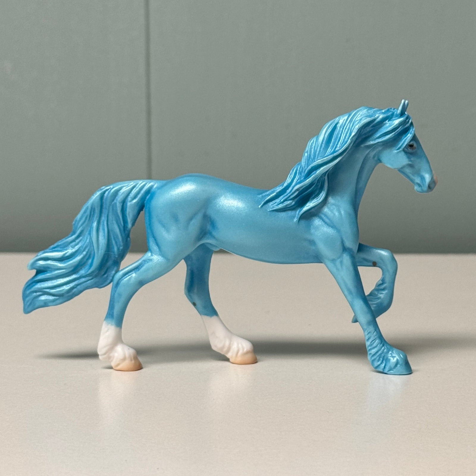 Cyanic OOAK Deco Cyan Blue Friesian Chip By Jess Hamill EQ24