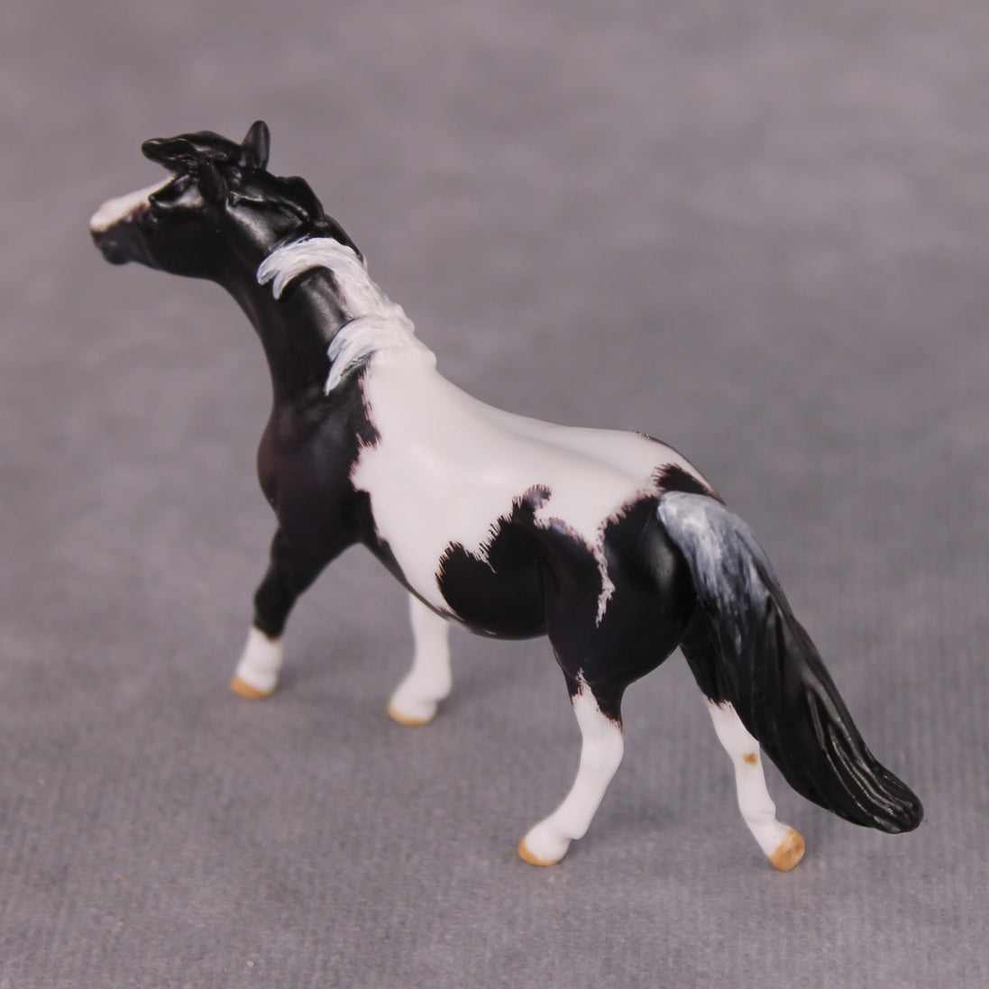 "Breakfast Burrito" OOAK Custom Blue Black Pinto Pony Chip By Kristen Cermele - Gemstone Series