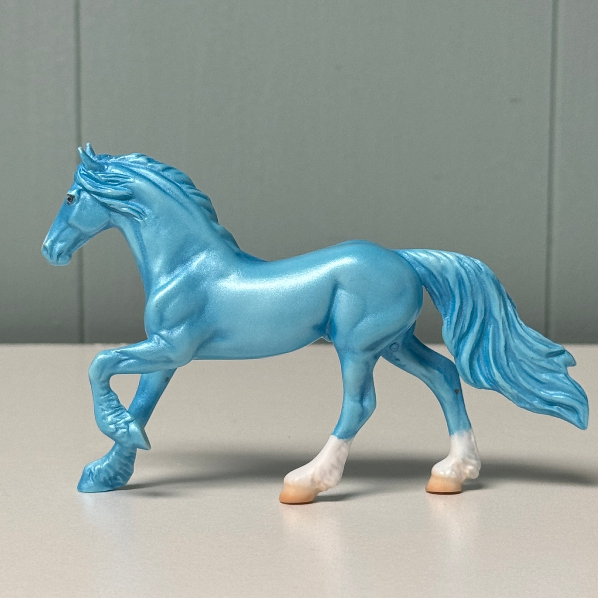 Cyanic OOAK Deco Cyan Blue Friesian Chip By Jess Hamill EQ24