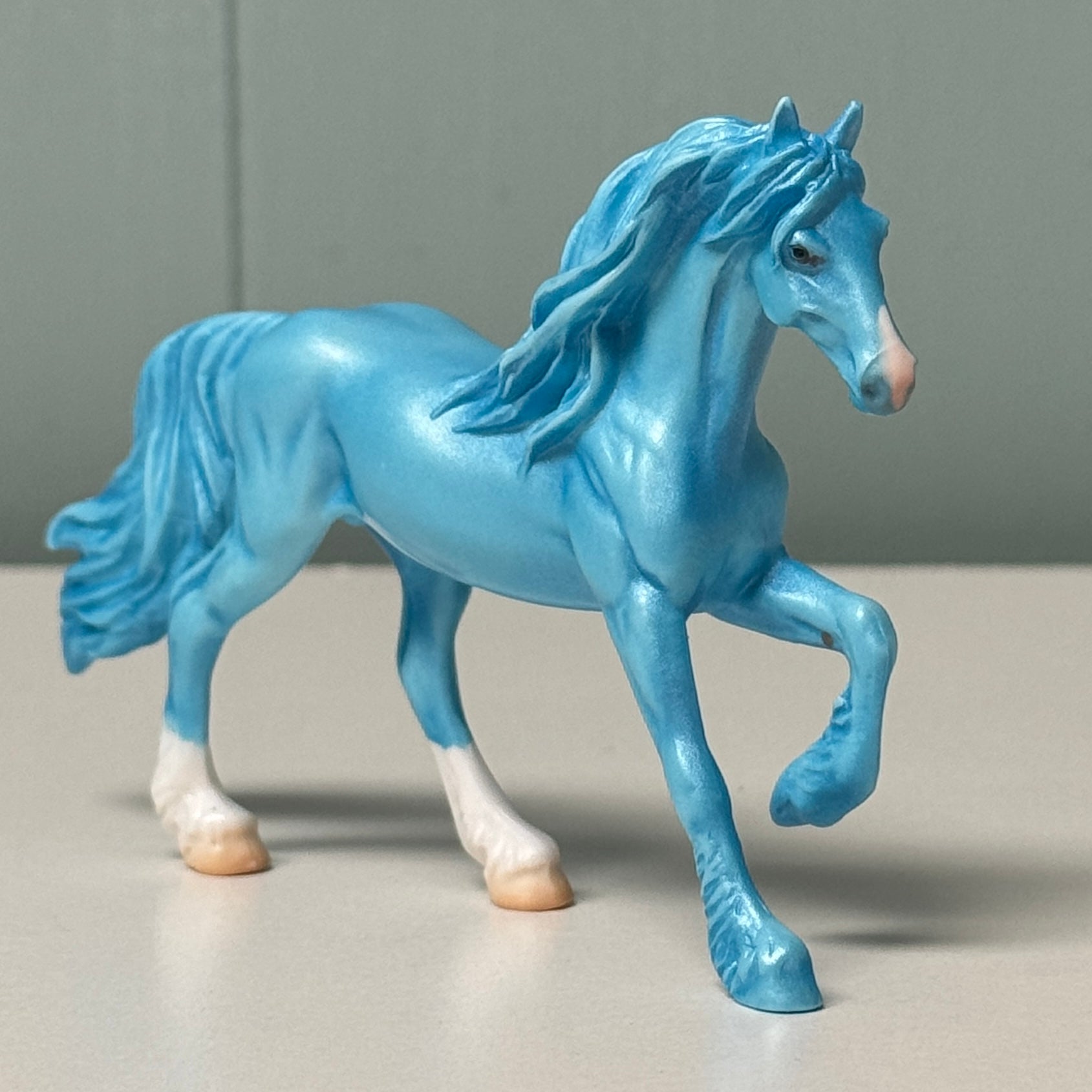 Cyanic OOAK Deco Cyan Blue Friesian Chip By Jess Hamill EQ24