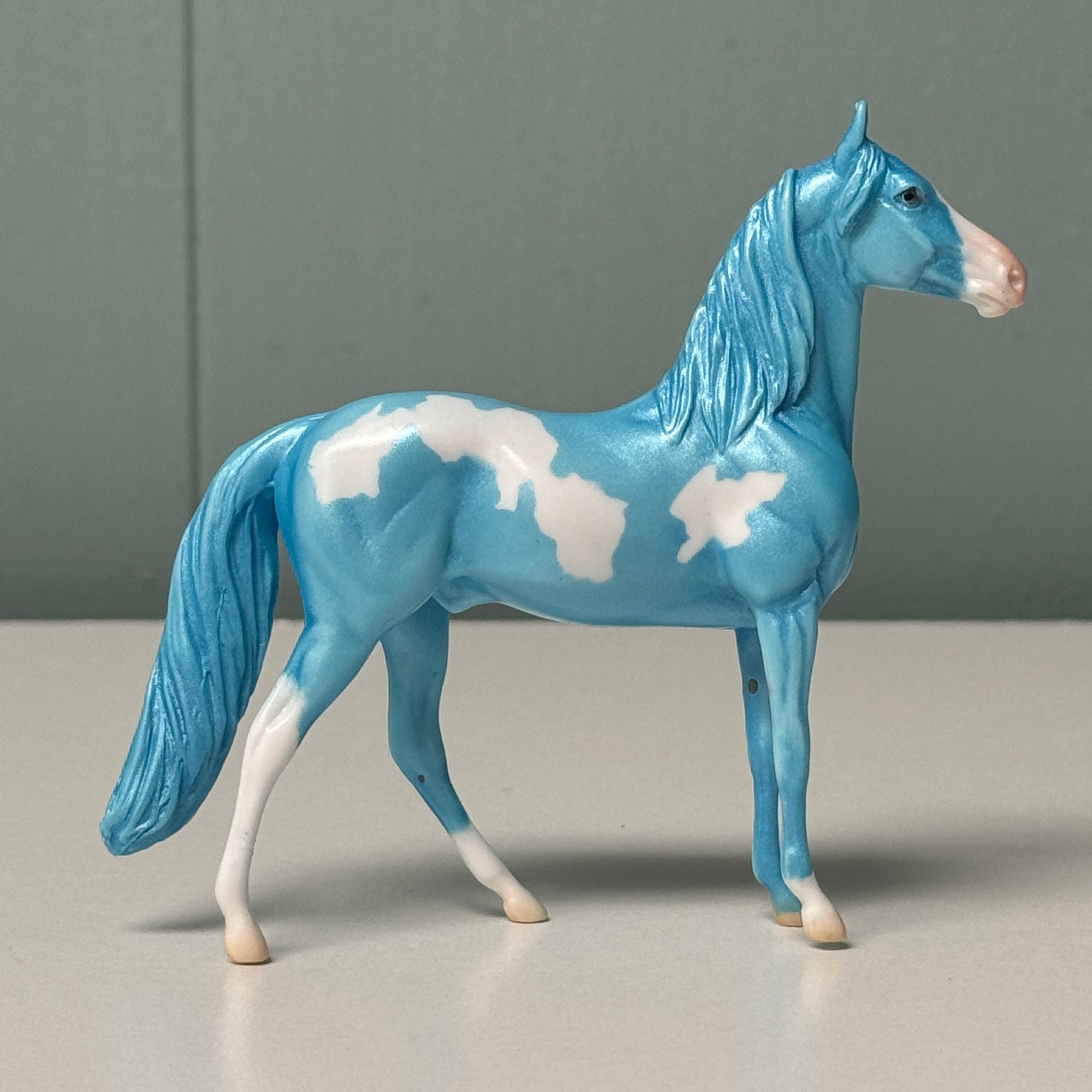 Anthocyanin OOAK Deco Cyan Blue Overo Morgan Chip By Jess Hamill EQ24