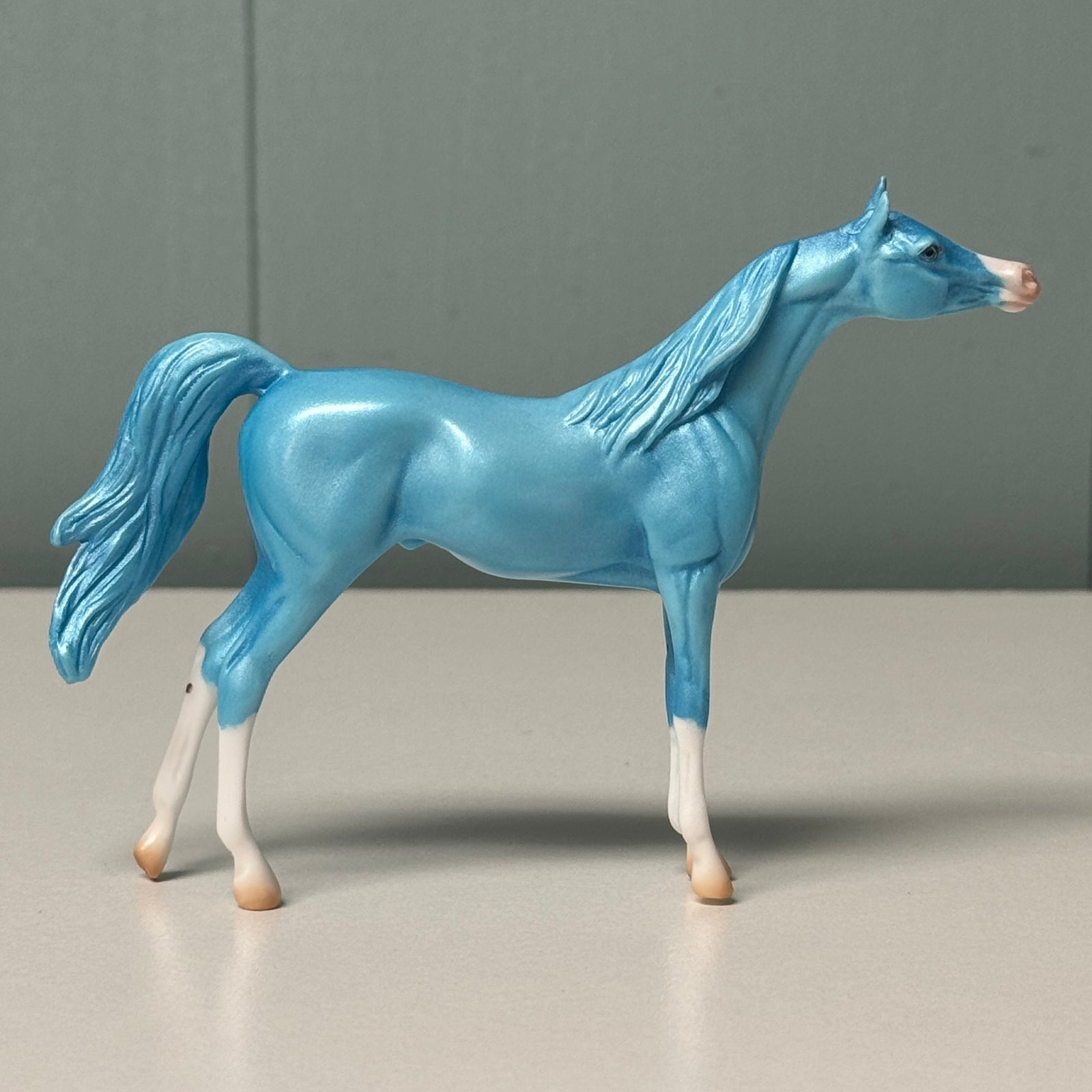 Cyanogenic OOAK Deco Cyan Blue Arabian Chip By Jess Hamill EQ24