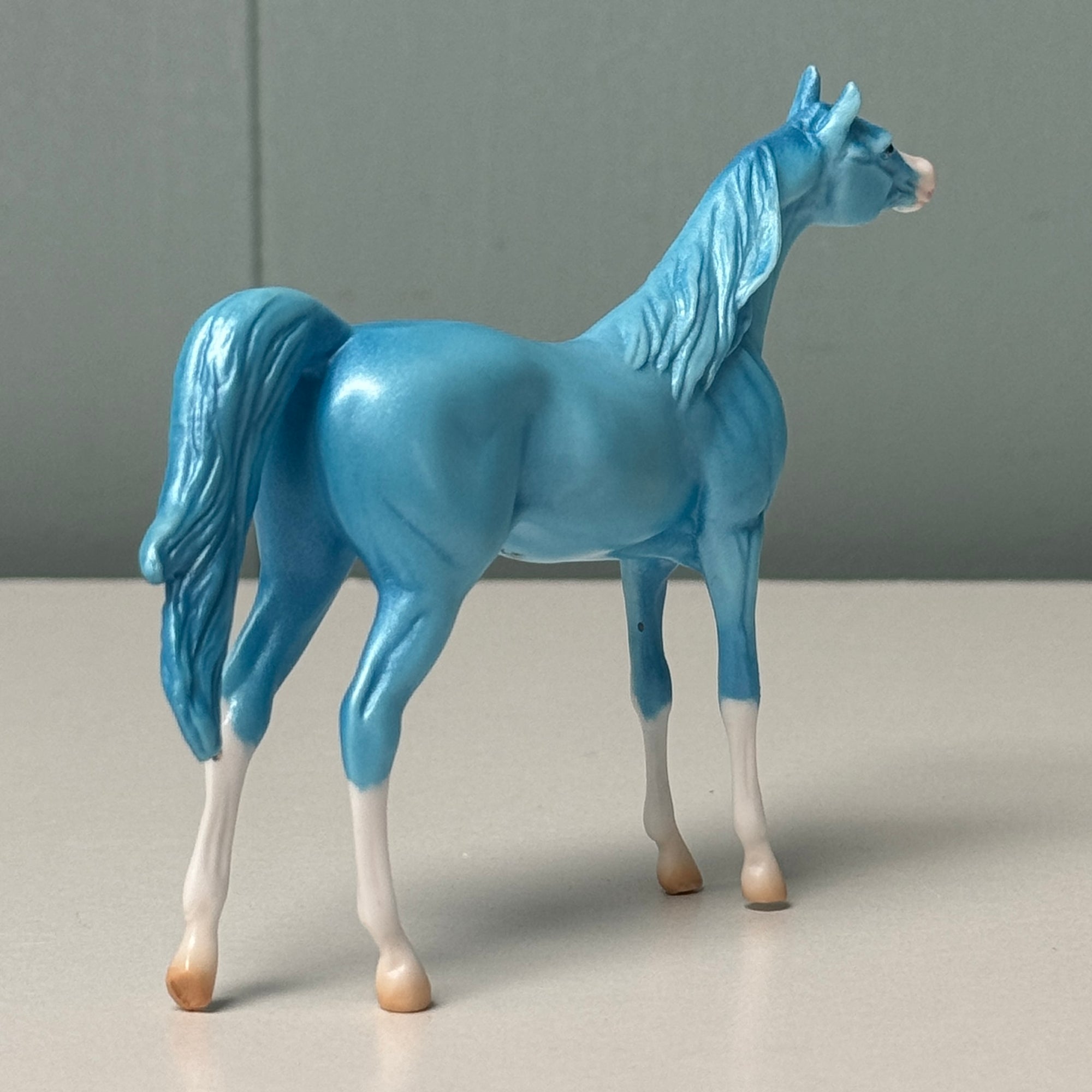 Cyanogenic OOAK Deco Cyan Blue Arabian Chip By Jess Hamill EQ24