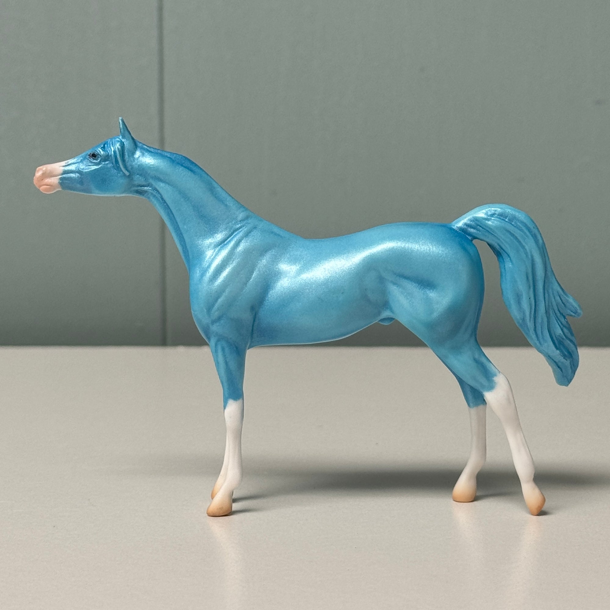 Cyanogenic OOAK Deco Cyan Blue Arabian Chip By Jess Hamill EQ24