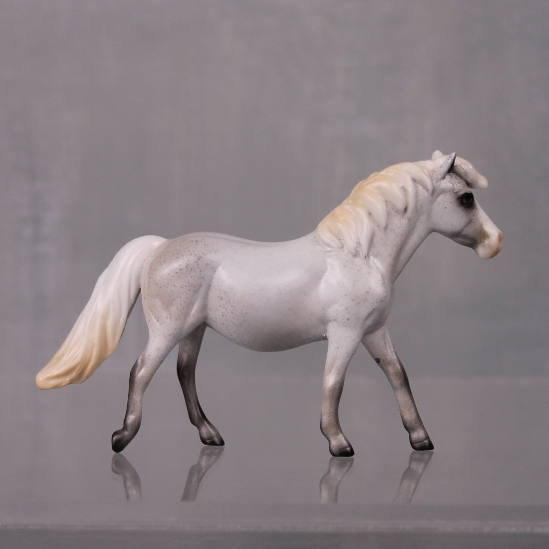 Autumn Rain Drop OOAK Series of 20 Shetland Ponies Fleabitten Grey Pony Chip By Ashley Palmer LHS24