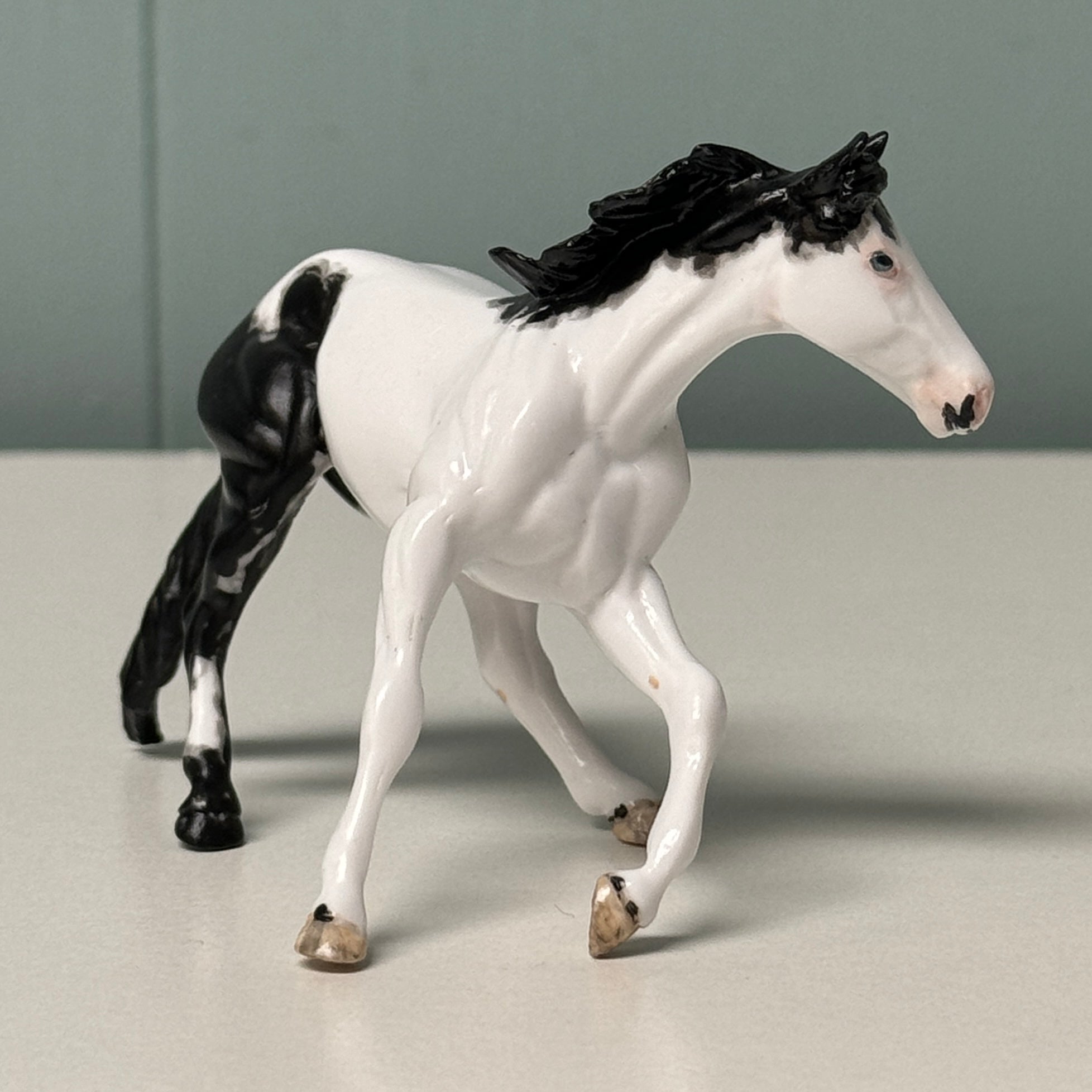 Rounda OOAK Black Tobiano Cutter Chip By Andrea Thomason EQ24