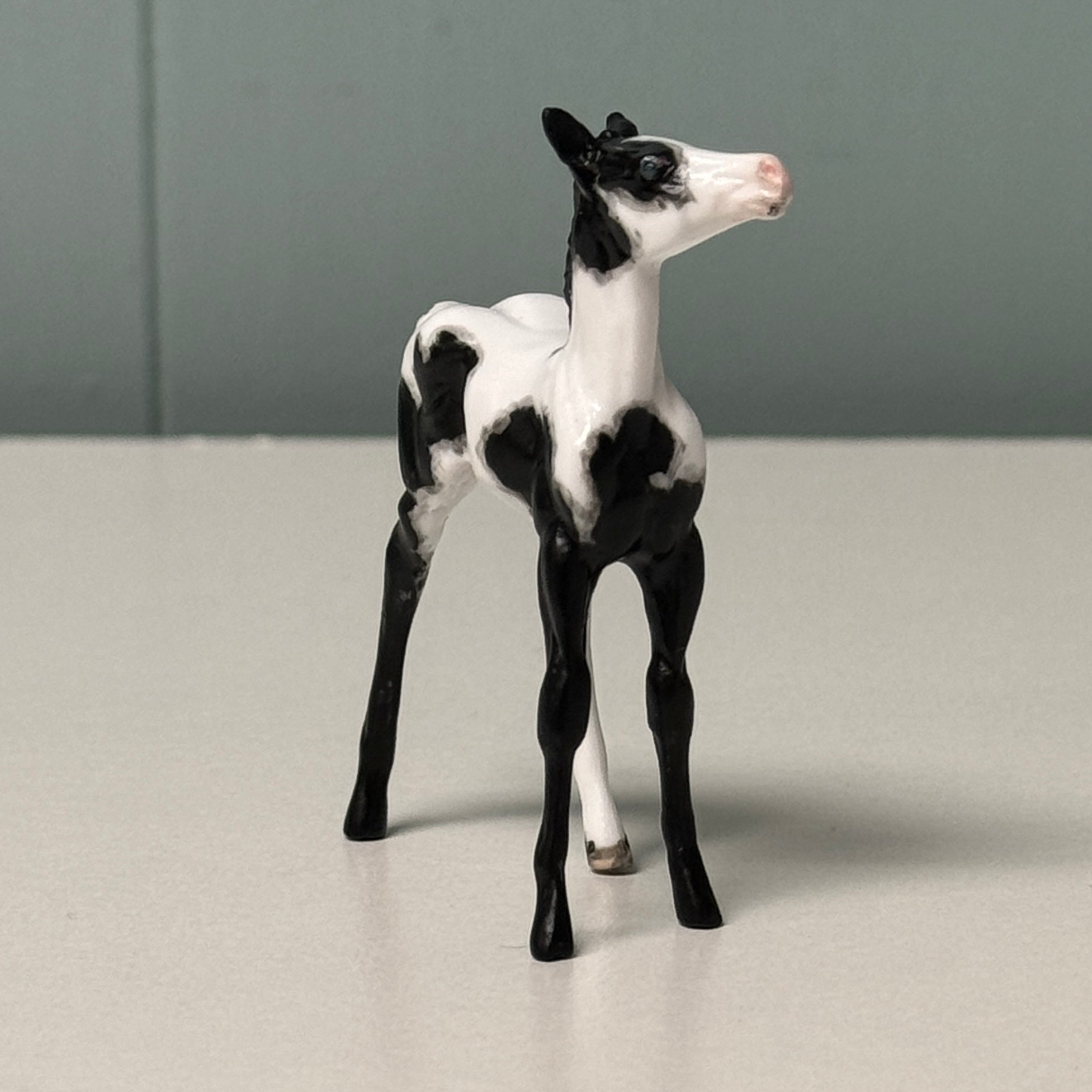 Pocket OOAK Black Tobiano Foal Chip By Andrea Thomason EQ24