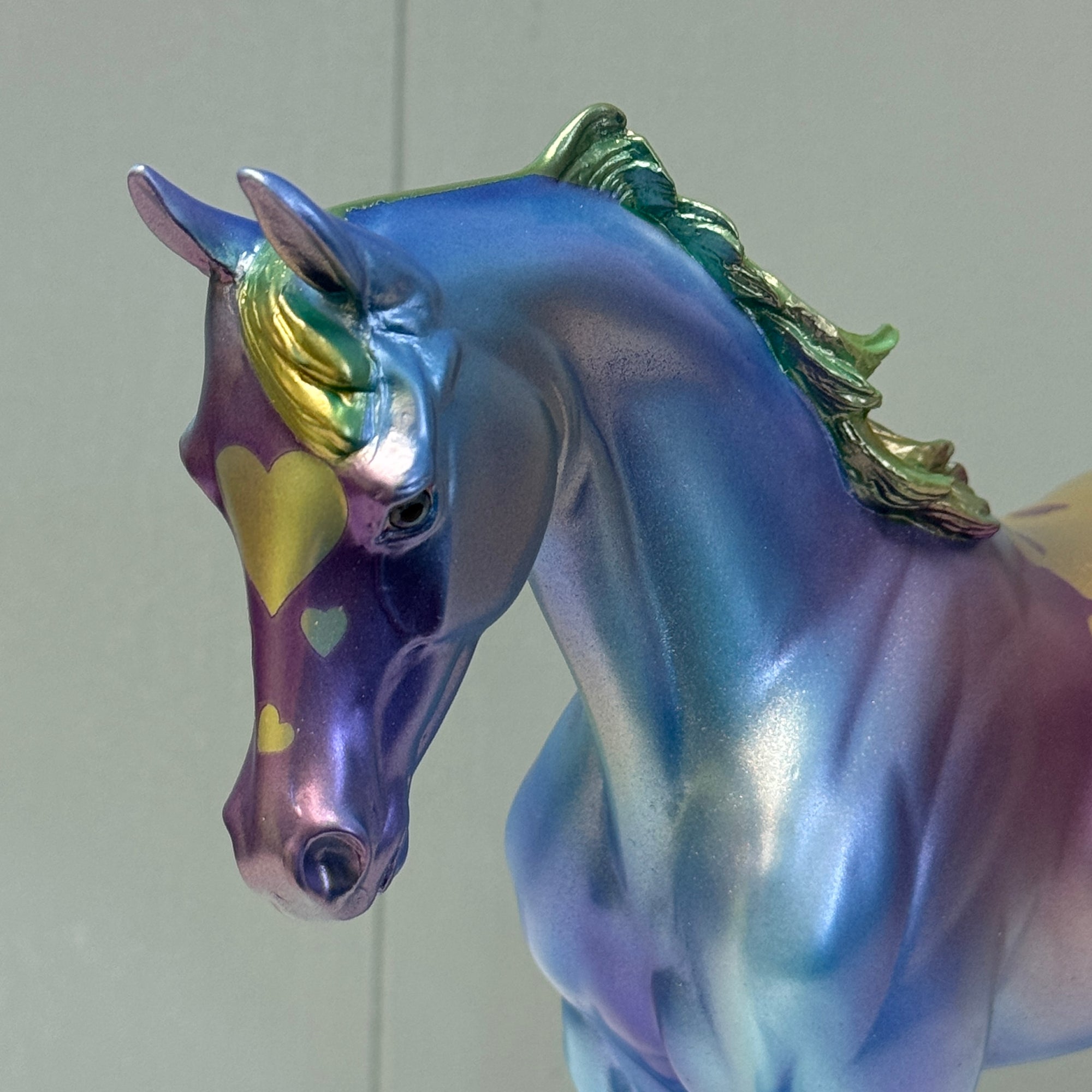 Rapheal OOAK Purple, Green, Blue and Gold with Hearts Deco Thoroughbred By Erin Corbett - Proceeds are Donation to Raphael House in Portland! EQ24 SS724