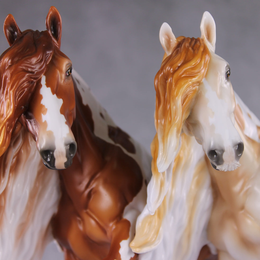"Shadow of Succession" LE-10 Light Flea-Bitten & Dappled Mulberry Grey Tobiano Irish Cob Stone   - January 2025 Shadow of Succession Shakespeare Stone Painted By Ellen Robbins CL25