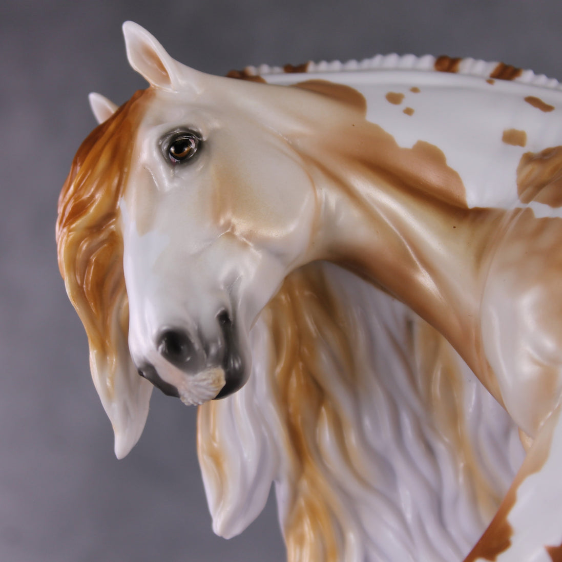 "Henry Bolingbroke" LE-10 Dappled Greying Chestnut Tobiano Irish Cob Stone   - January 2025 Shadow of Succession Shakespeare Stone Painted By Ellen Robbins CL25