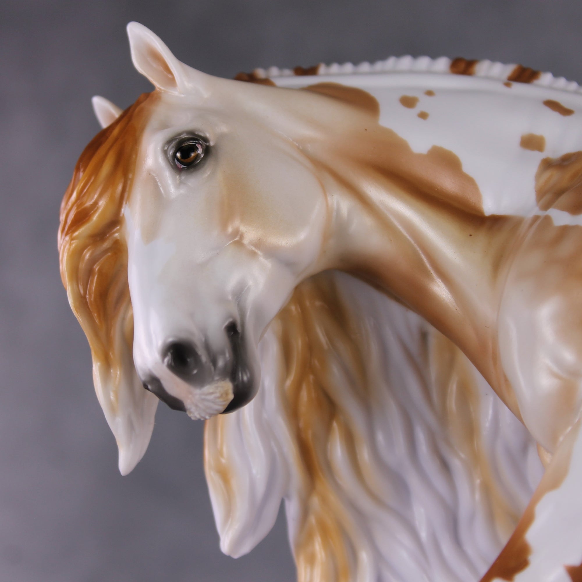 "King Henry IV" LE-10 Midtone Flea-Bitten &amp; Dappled Mulberry Grey Tobiano Irish Cob Stone   - January 2025 Shadow of Succession Shakespeare Stone Painted By Ellen Robbins CL25