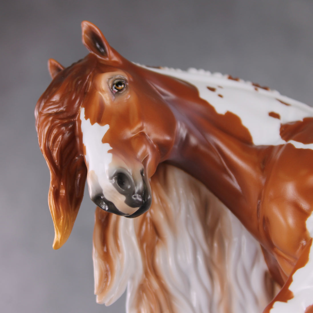 "Henry Bolingbroke" LE-10 Dappled Greying Chestnut Tobiano Irish Cob Stone   - January 2025 Shadow of Succession Shakespeare Stone Painted By Ellen Robbins CL25