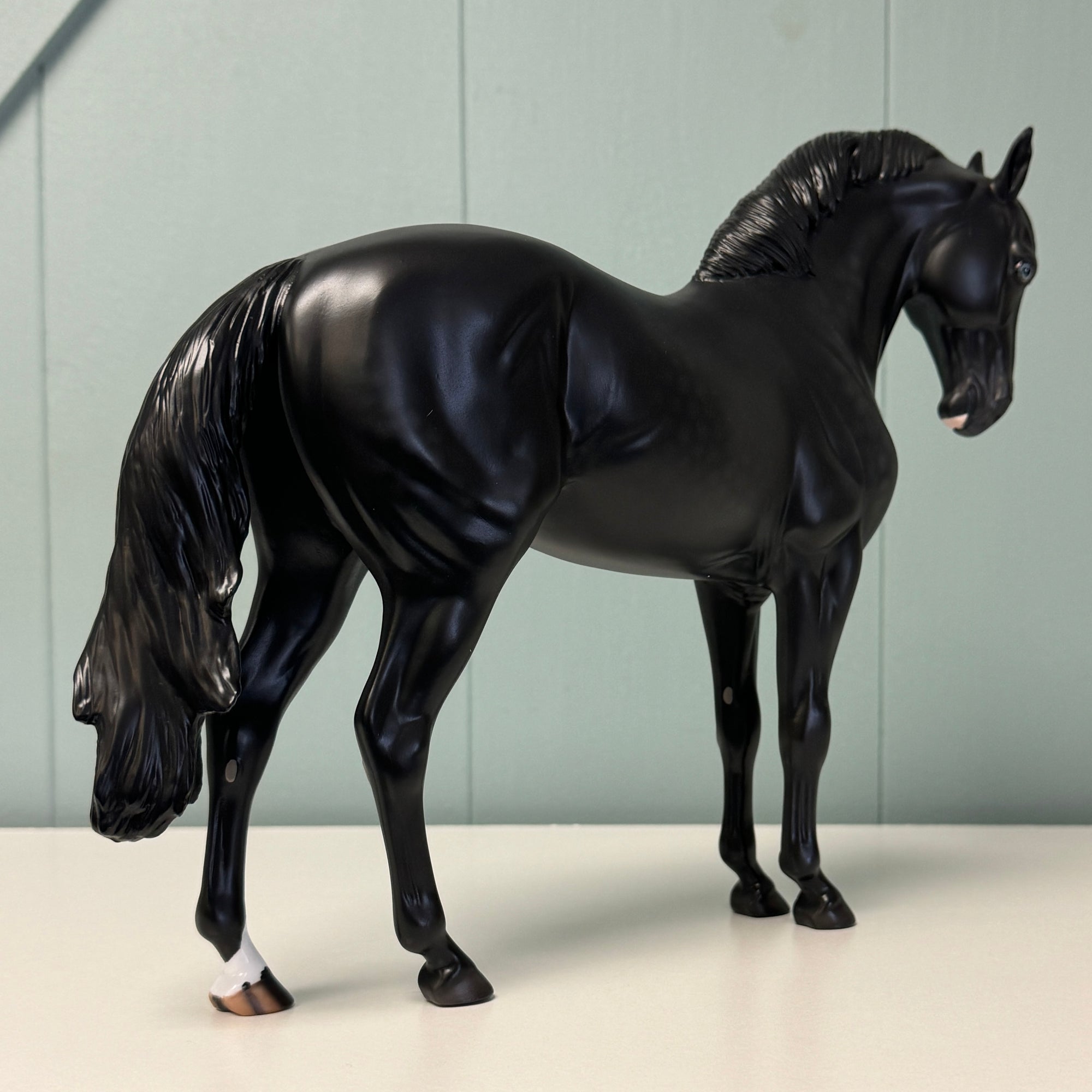 Peaceful Darkness OOAK Dappled Black Andalusian By Ellen Robbins EQ24