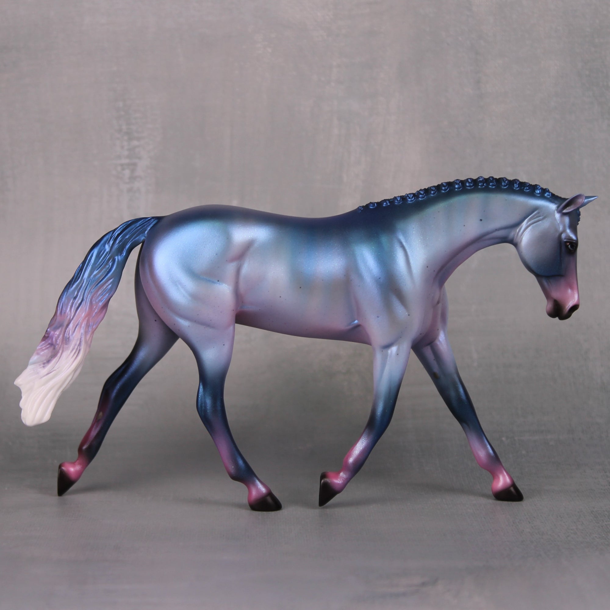 Tahiti OOAK Deco Pink Roan with Blue Brindle Pebble Warmblood By Ellen Robbins LHS24