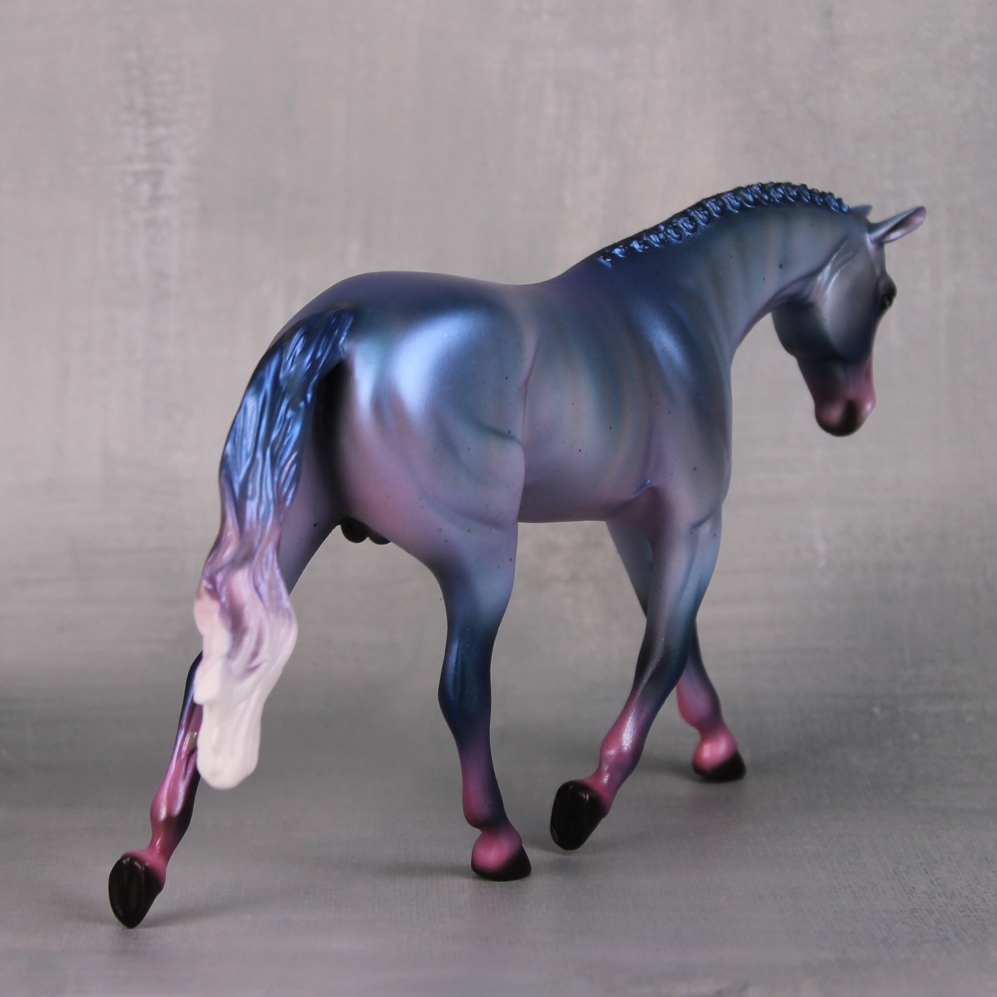 Tahiti OOAK Deco Pink Roan with Blue Brindle Pebble Warmblood By Ellen Robbins LHS24