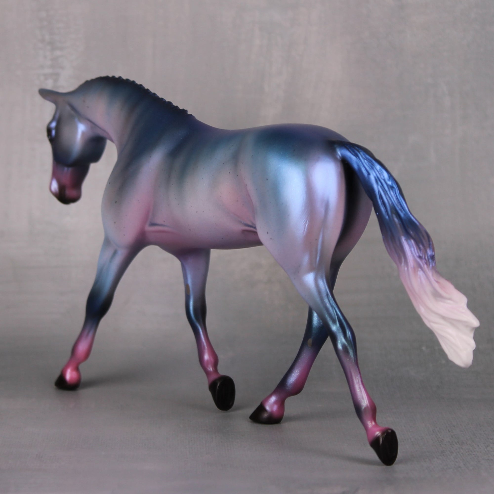 Tahiti OOAK Deco Pink Roan with Blue Brindle Pebble Warmblood By Ellen Robbins LHS24