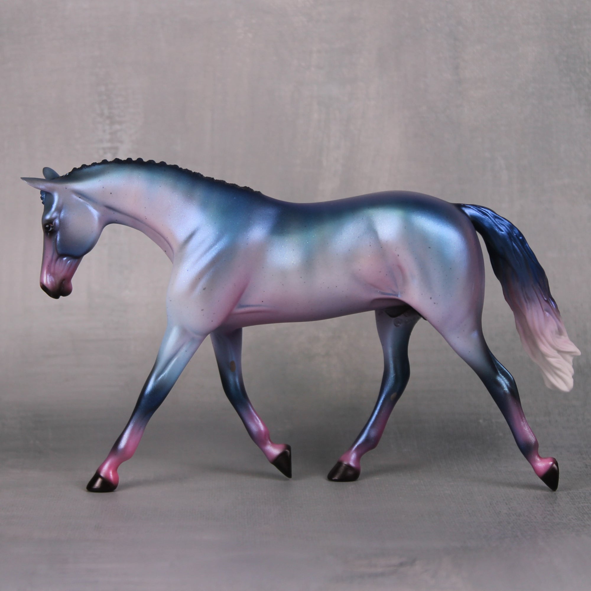 Tahiti OOAK Deco Pink Roan with Blue Brindle Pebble Warmblood By Ellen Robbins LHS24