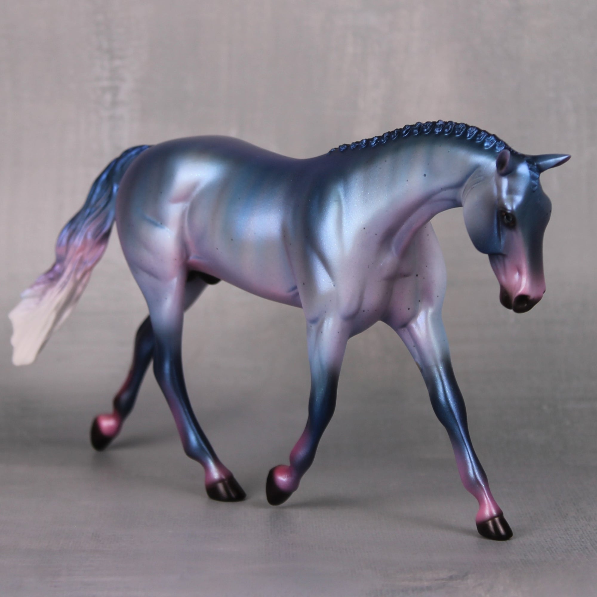 Tahiti OOAK Deco Pink Roan with Blue Brindle Pebble Warmblood By Ellen Robbins LHS24