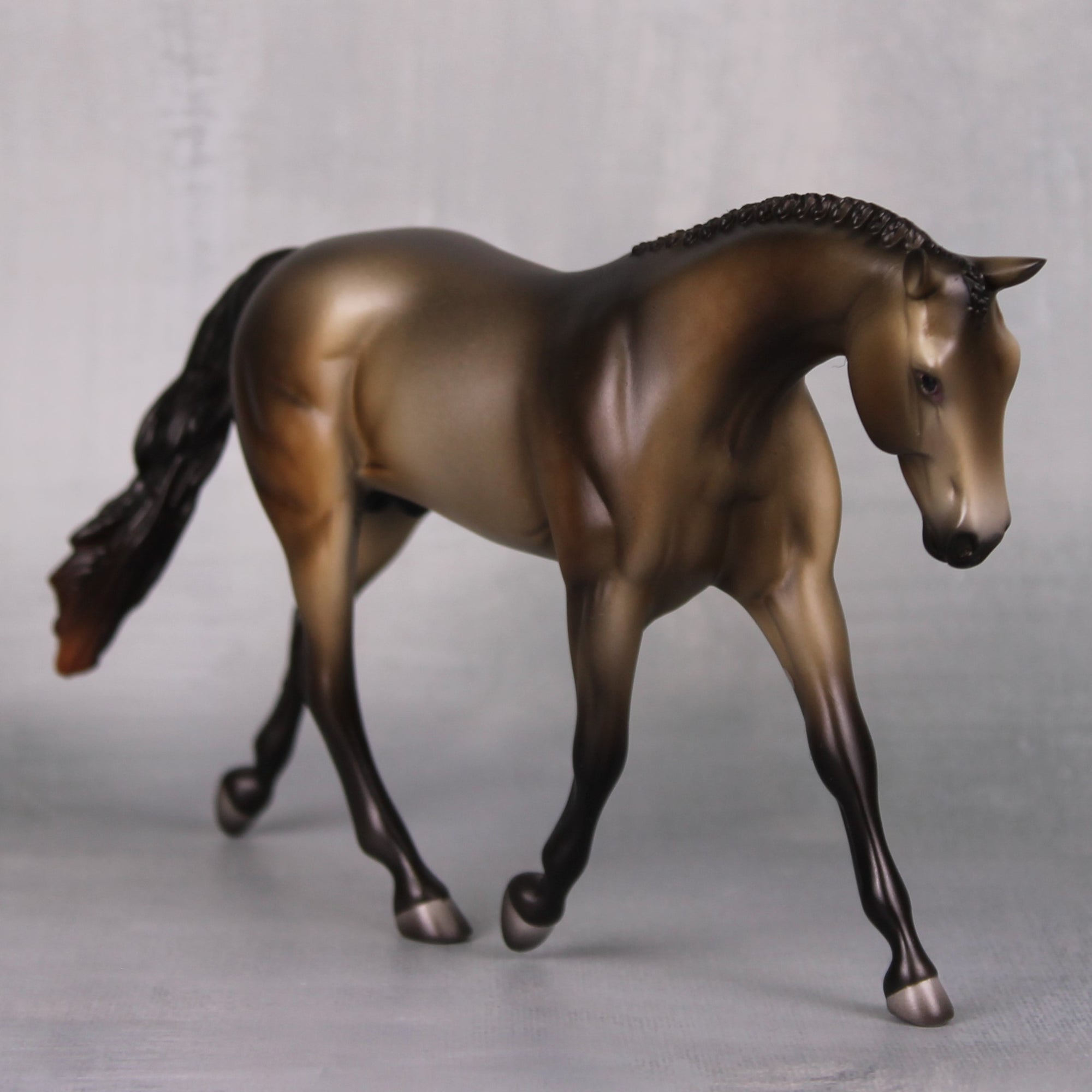 Tarnished Gold OOAK Dappled Sooty Buckskin Going Grey Pebble Warmblood By Ashley Palmer LHS24