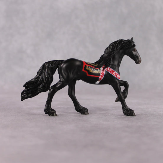 "Khar" OOAK Black Yak Inspired Deco/Realistic Friesian Chip By Jess Hamill Menagerie Series: Central Asia MS25