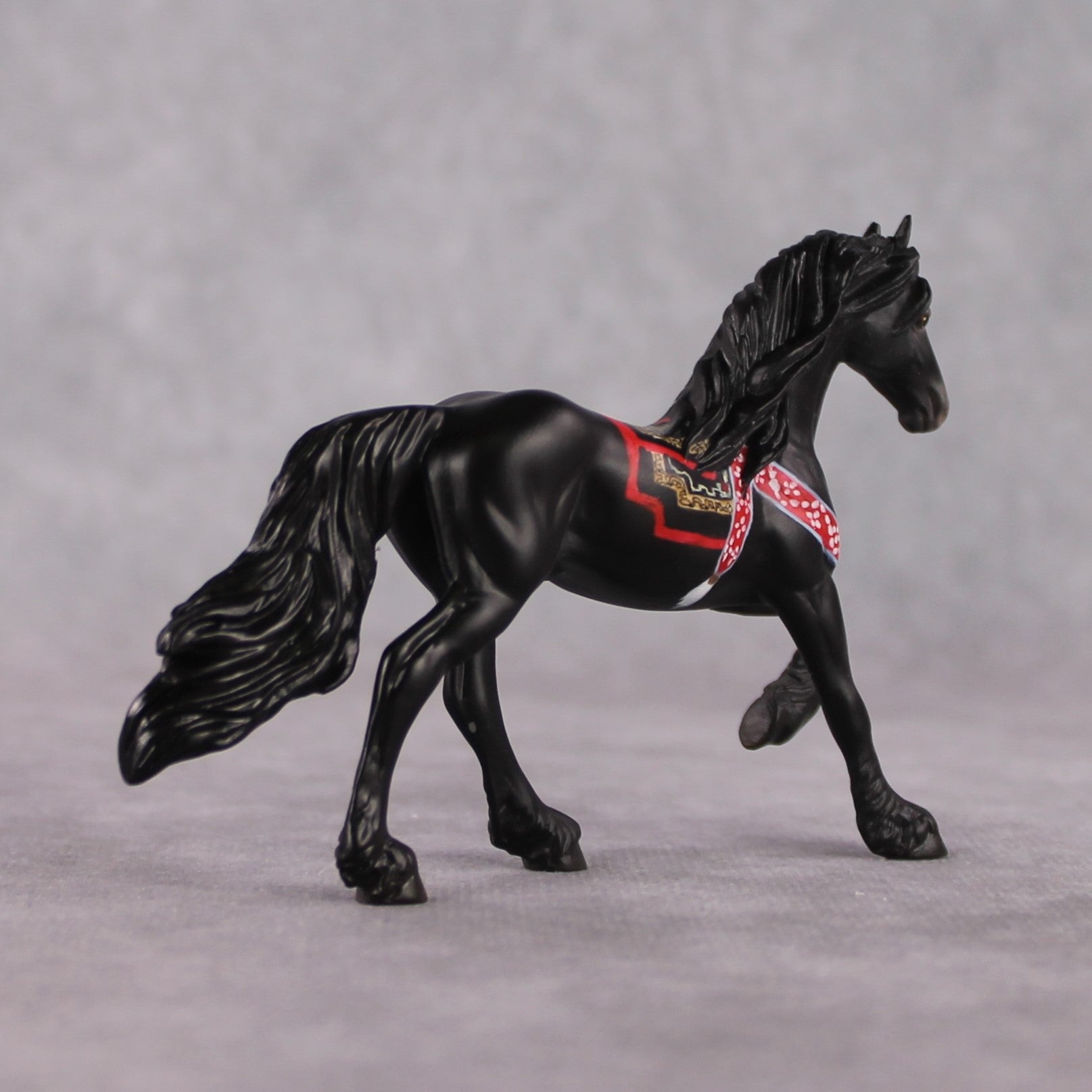 "Khar" OOAK Black Yak Inspired Deco/Realistic Friesian Chip By Jess Hamill Menagerie Series: Central Asia MS25