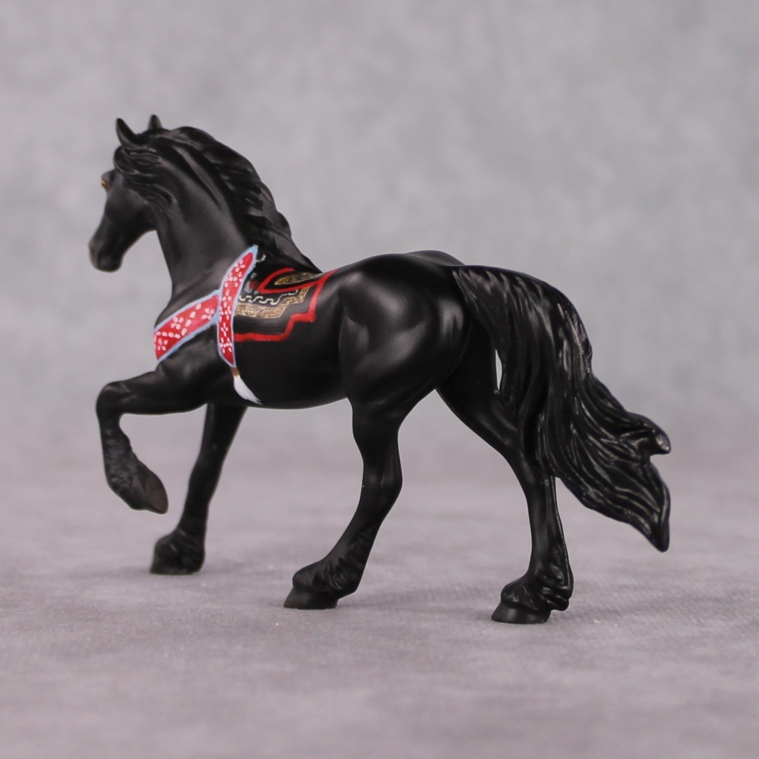 "Khar" OOAK Black Yak Inspired Deco/Realistic Friesian Chip By Jess Hamill Menagerie Series: Central Asia MS25