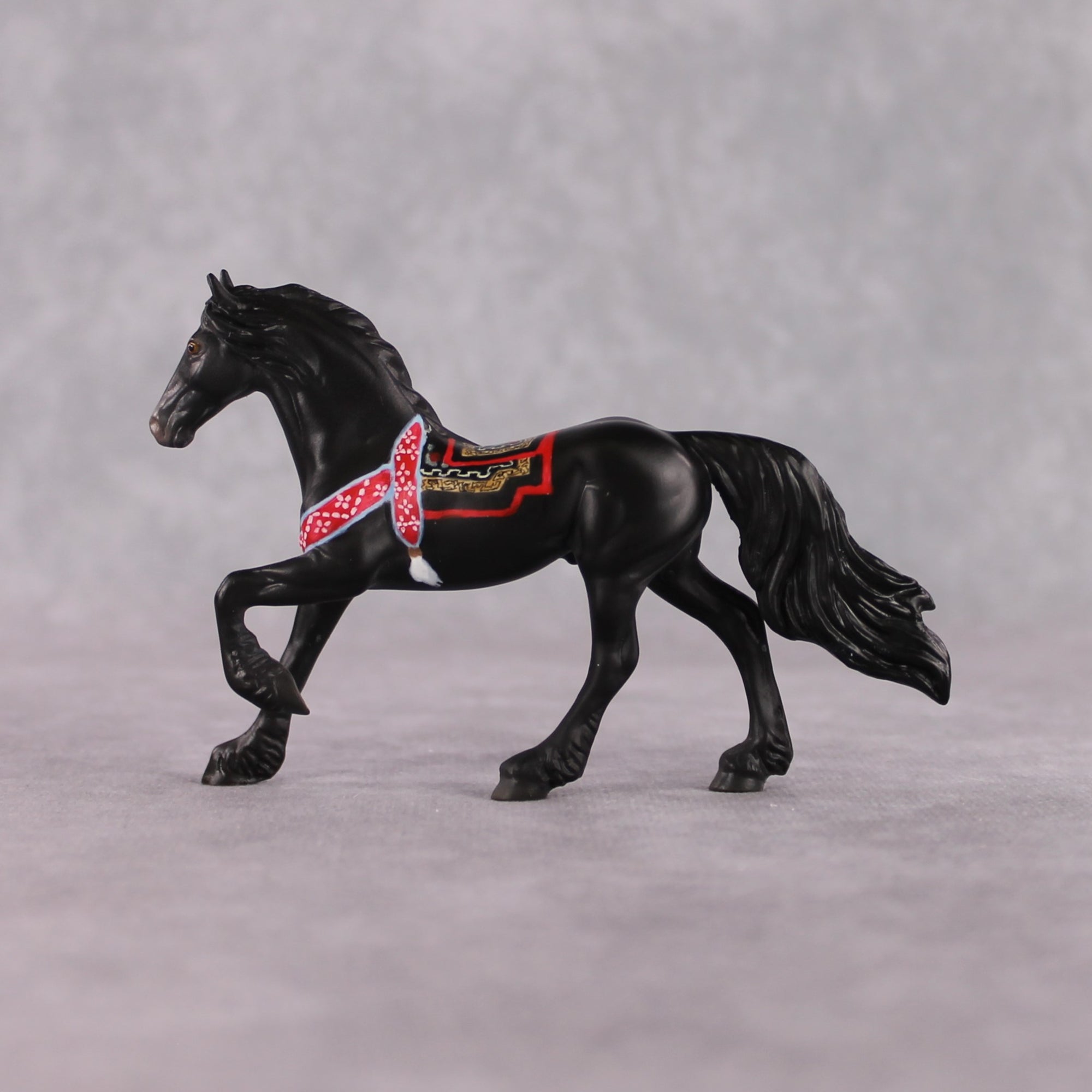 "Khar" OOAK Black Yak Inspired Deco/Realistic Friesian Chip By Jess Hamill Menagerie Series: Central Asia MS25