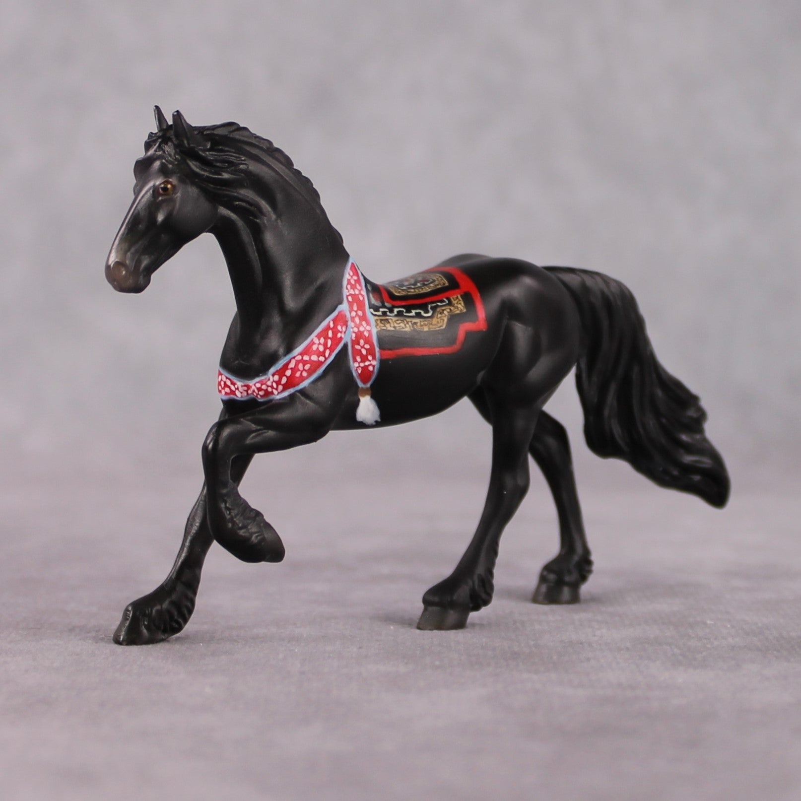 "Khar" OOAK Black Yak Inspired Deco/Realistic Friesian Chip By Jess Hamill Menagerie Series: Central Asia MS25
