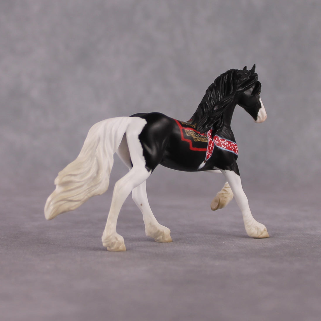 "Saaral" OOAK Black and White Yak Inspired Deco/Realistic Friesian Chip By Jess Hamill Menagerie Series: Central Asia MS25
