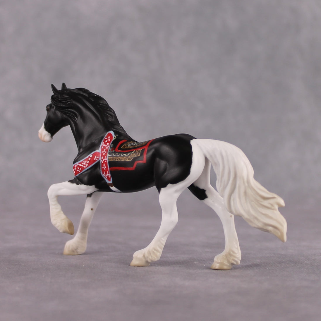 "Saaral" OOAK Black and White Yak Inspired Deco/Realistic Friesian Chip By Jess Hamill Menagerie Series: Central Asia MS25
