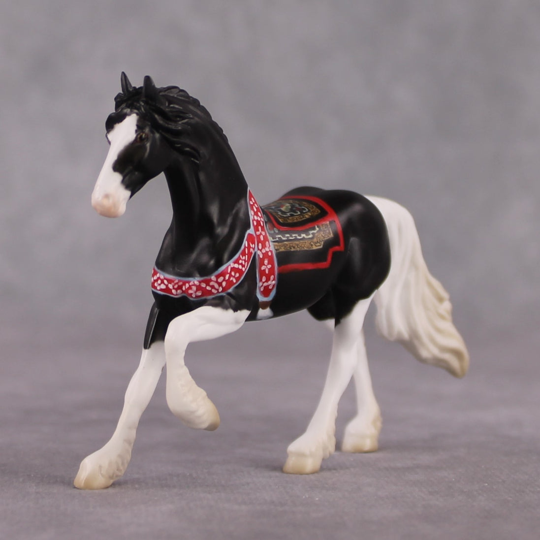 "Saaral" OOAK Black and White Yak Inspired Deco/Realistic Friesian Chip By Jess Hamill Menagerie Series: Central Asia MS25
