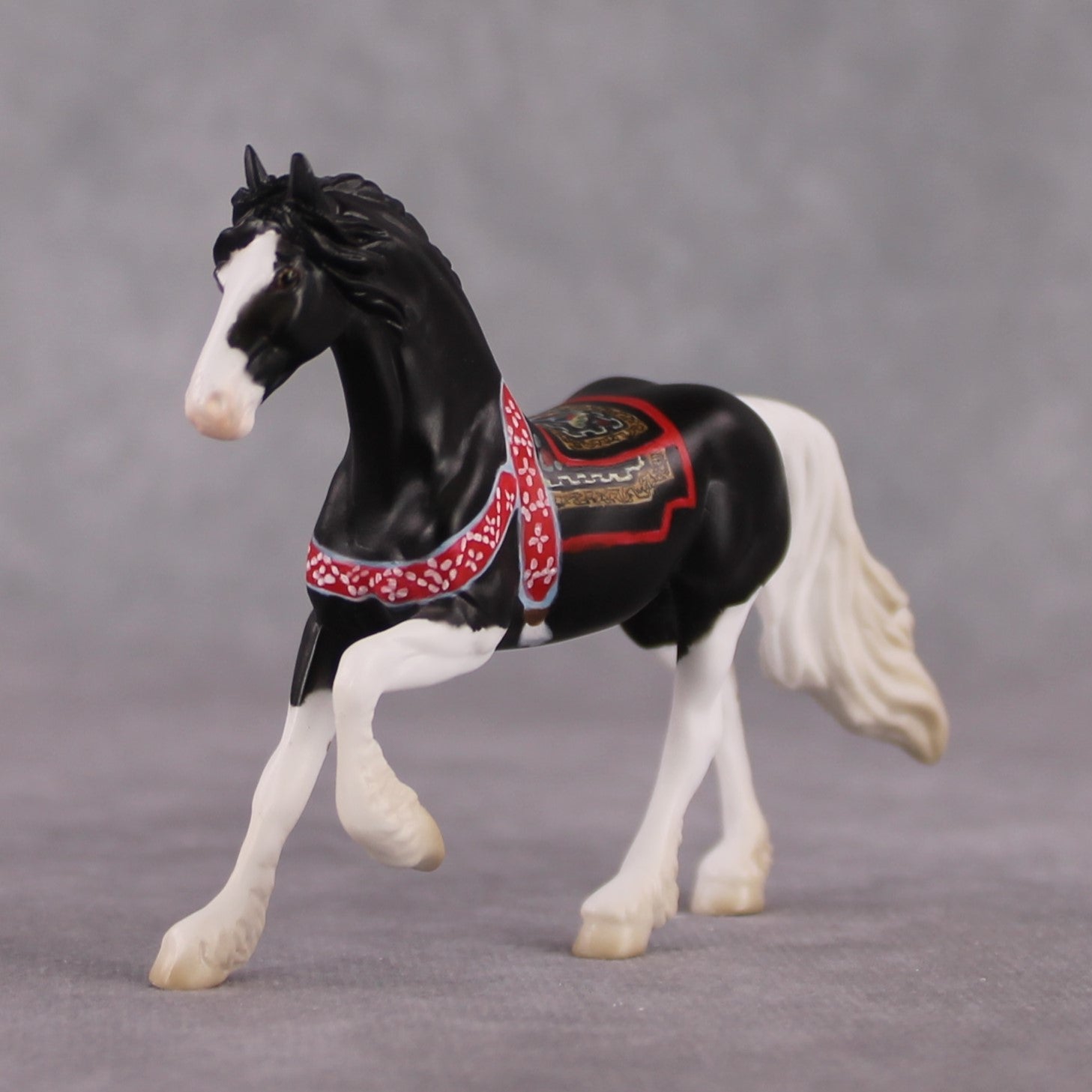 "Saaral" OOAK Black and White Yak Inspired Deco/Realistic Friesian Chip By Jess Hamill Menagerie Series: Central Asia MS25