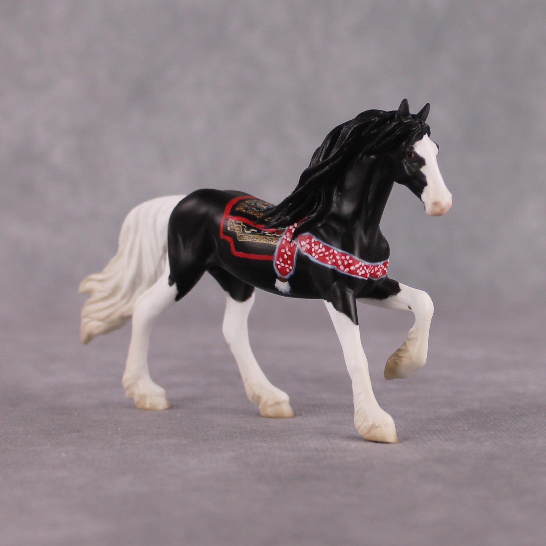 "Saaral" OOAK Black and White Yak Inspired Deco/Realistic Friesian Chip By Jess Hamill Menagerie Series: Central Asia MS25