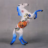 Charlie OOAK Blue &amp; White Pumpkin Decorator Rearing Pebble By Dawn Quick LHS24