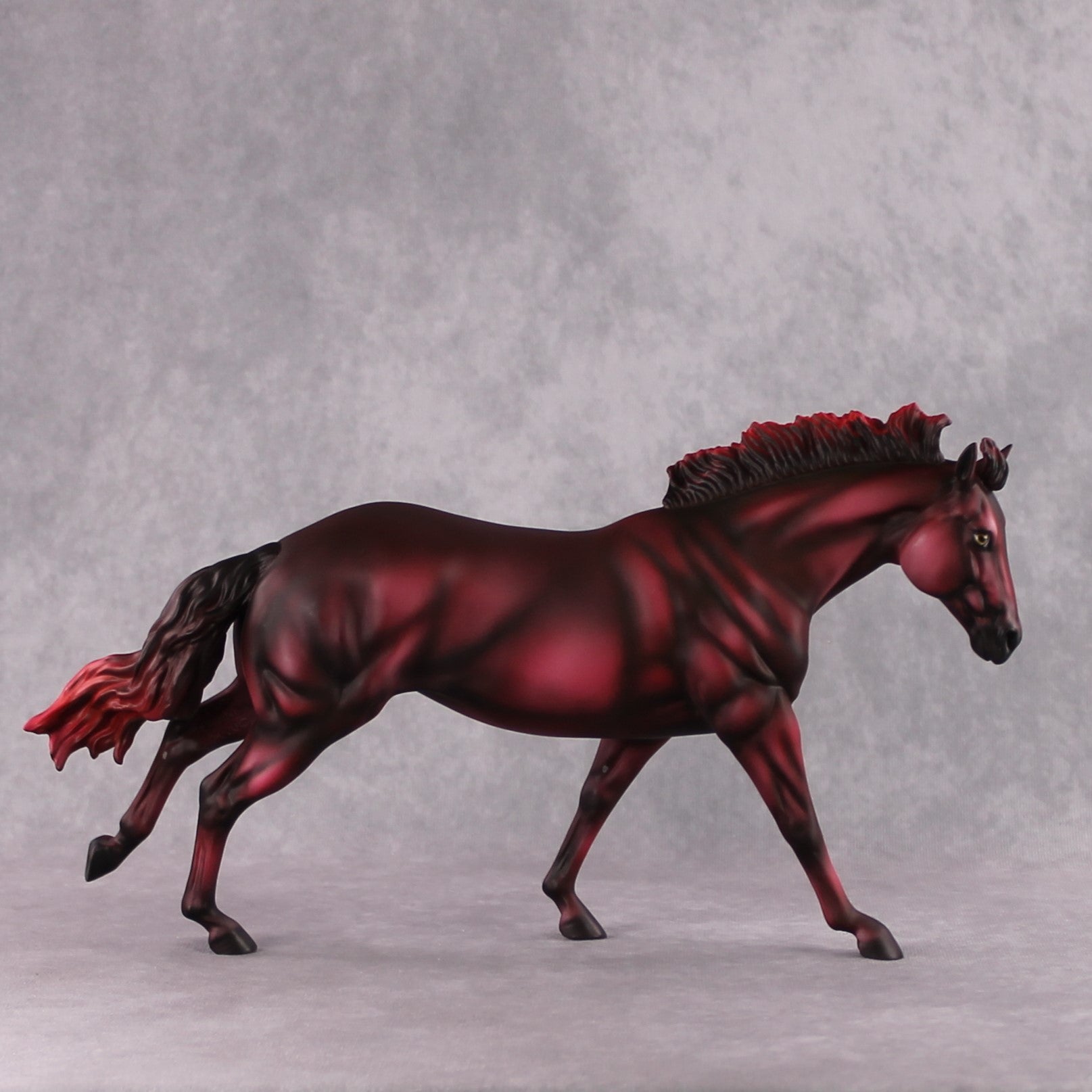 "Red" SAMPLE Maroon Deco Running Stock Horse By Dawn Quick