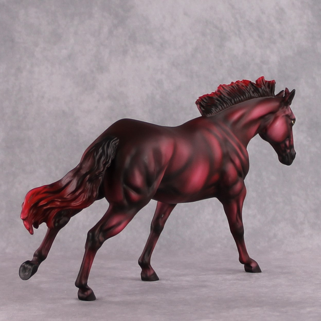 "Red" SAMPLE Maroon Deco Running Stock Horse By Dawn Quick