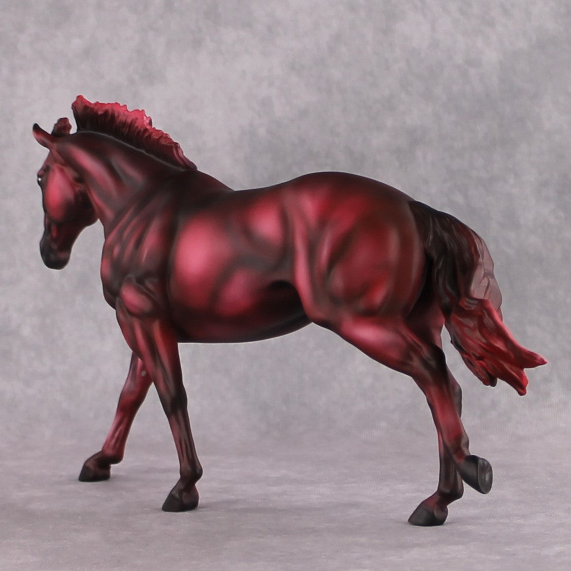 "Red" SAMPLE Maroon Deco Running Stock Horse By Dawn Quick